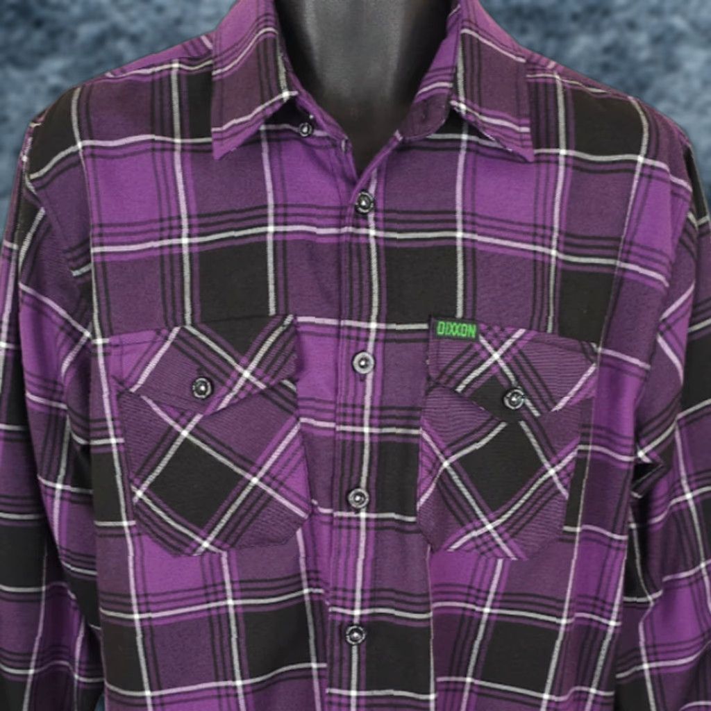 Dixxon Flannel Shirt Mens Medium Purple The Regan Exorcist Plaid Shirt