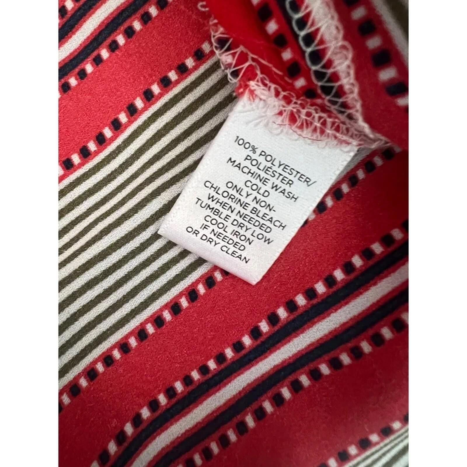 Other LOFT Striped Blouse Bell Sleeve Button Down Red White M Size M / US 6-8 / IT 42-44 - 4 Thumbnail