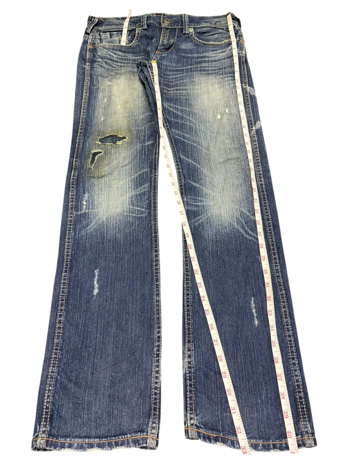 Edwin Vintage Japanese Brand Faded Wash Distressed Jeans Size 33" - 7 Thumbnail