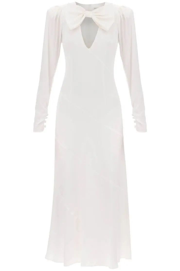 image of Alessandra Rich O1S22I1N0324 Silk Long Dress In White, Women's (Size XS)