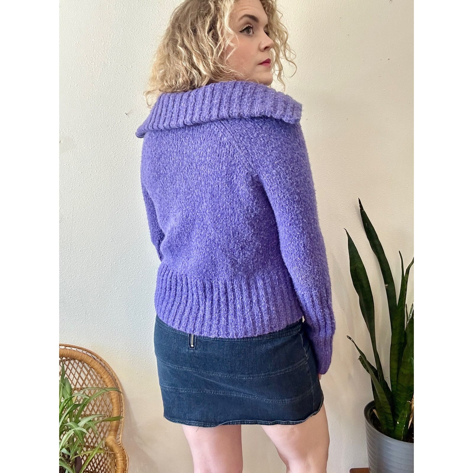 Jones New York Y2K Deep Periwinkle Collared Cardigan size medium Size M / US 6-8 / IT 42-44 - 4 Thumbnail