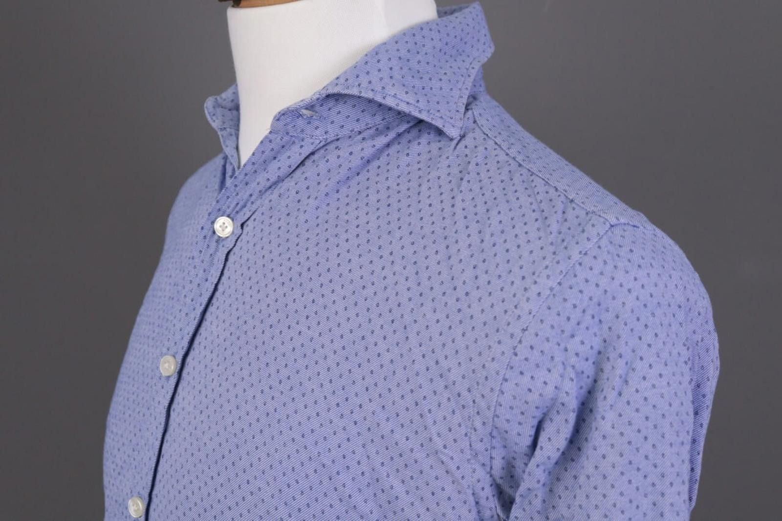 Designer Boggi Milano Custom Fit Blue Dotted Shirt Size M Size US M / EU 48-50 / 2 - 6 Thumbnail