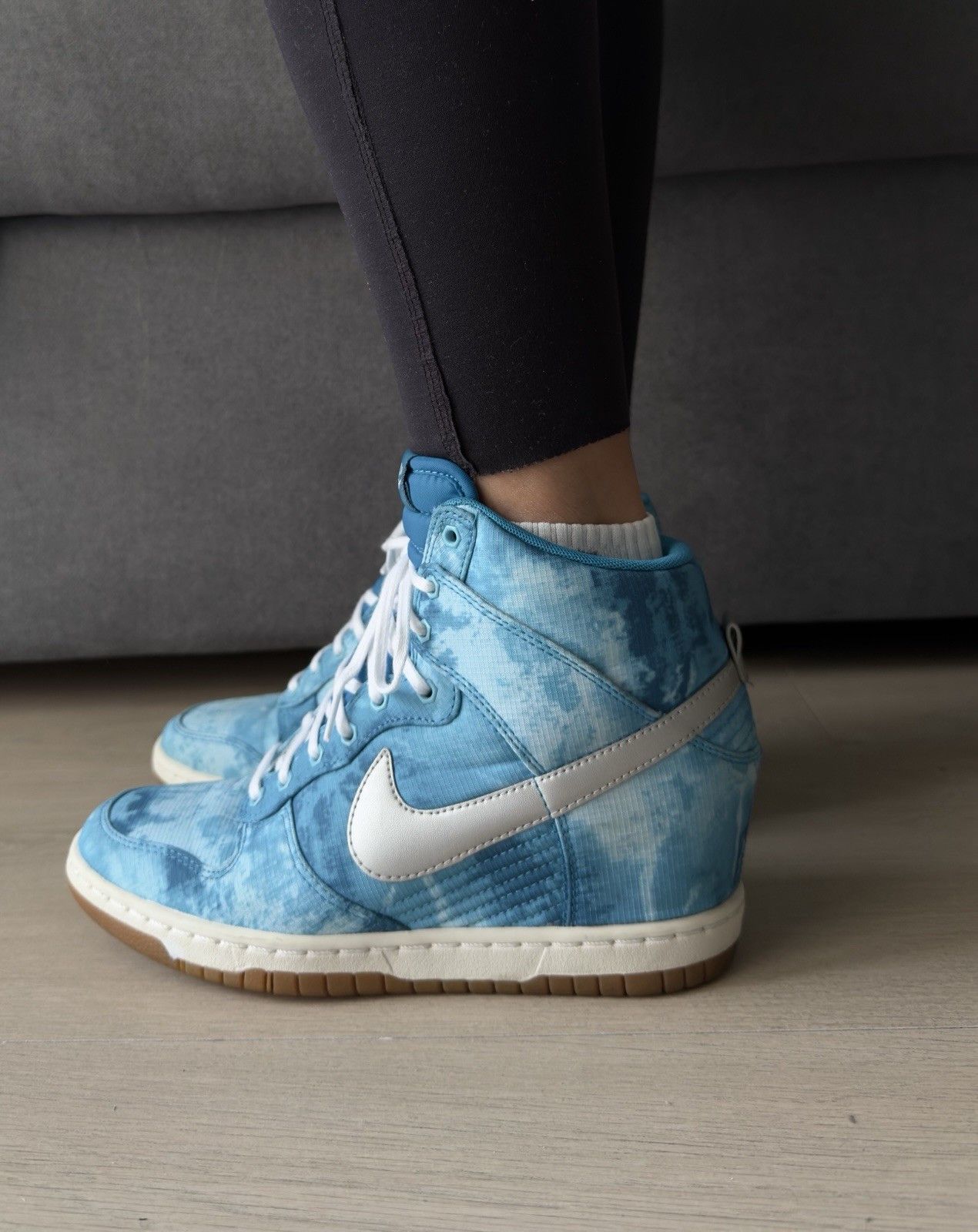 Nike vintage Nike Dunk Sky Print High Blue Water Print Sneaker Size US 7.5 / IT 37.5 - 1 Thumbnail