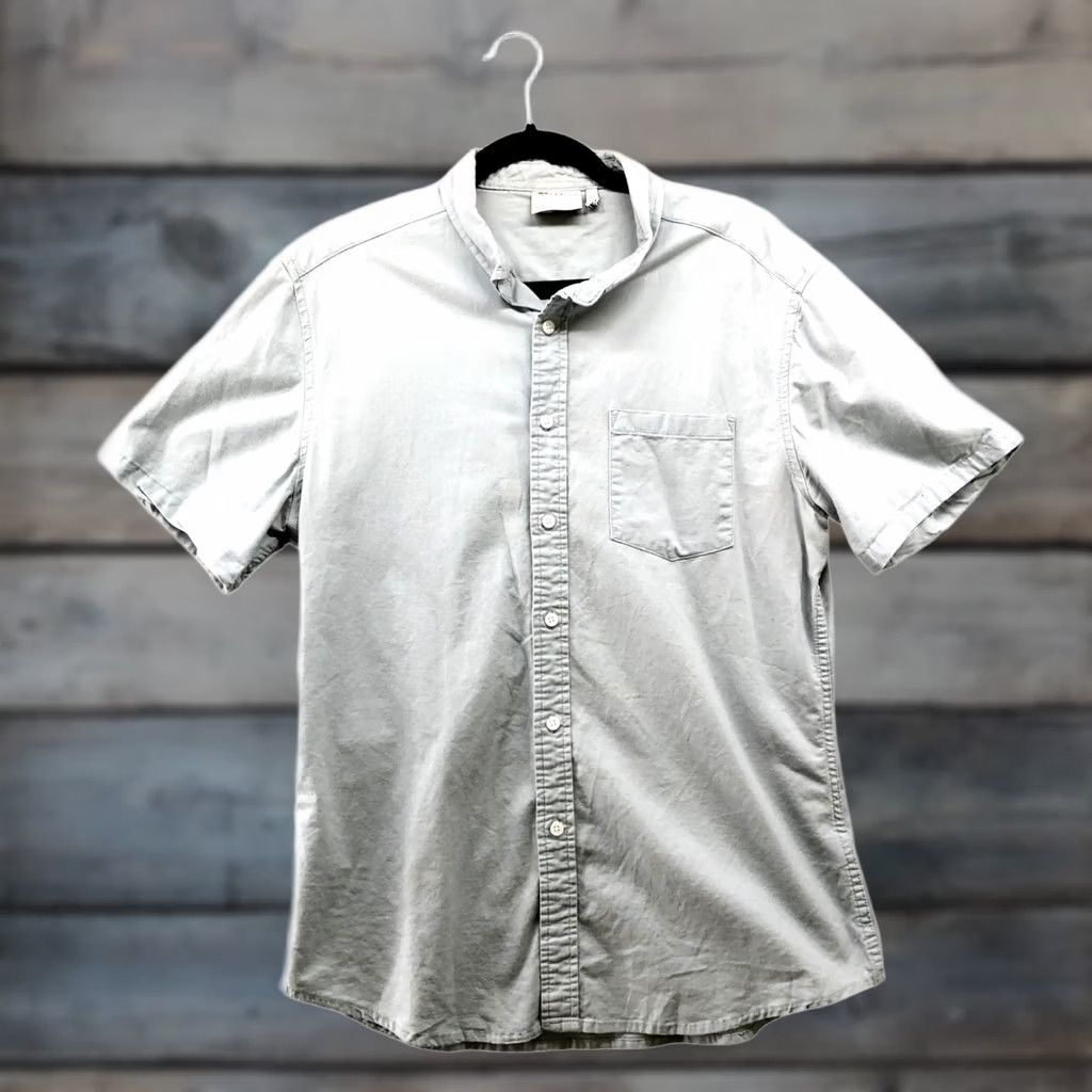 Asos ASOS Short Sleeve Button Down Shirt Mens L Light Blue Cotton Blend Soft Satin? No — keep exact: Size US L / EU 52-54 / 3 - 1 Thumbnail