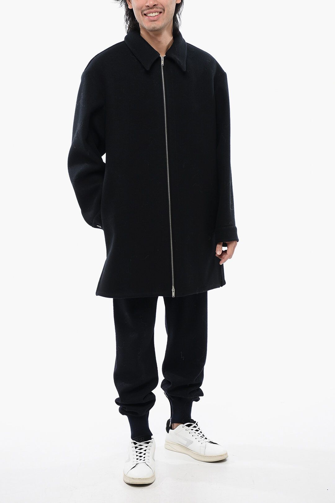 Jil Sander og1mm0625 Zipped Wool Coat in Black Size US M / EU 48-50 / 2 - 4 Thumbnail