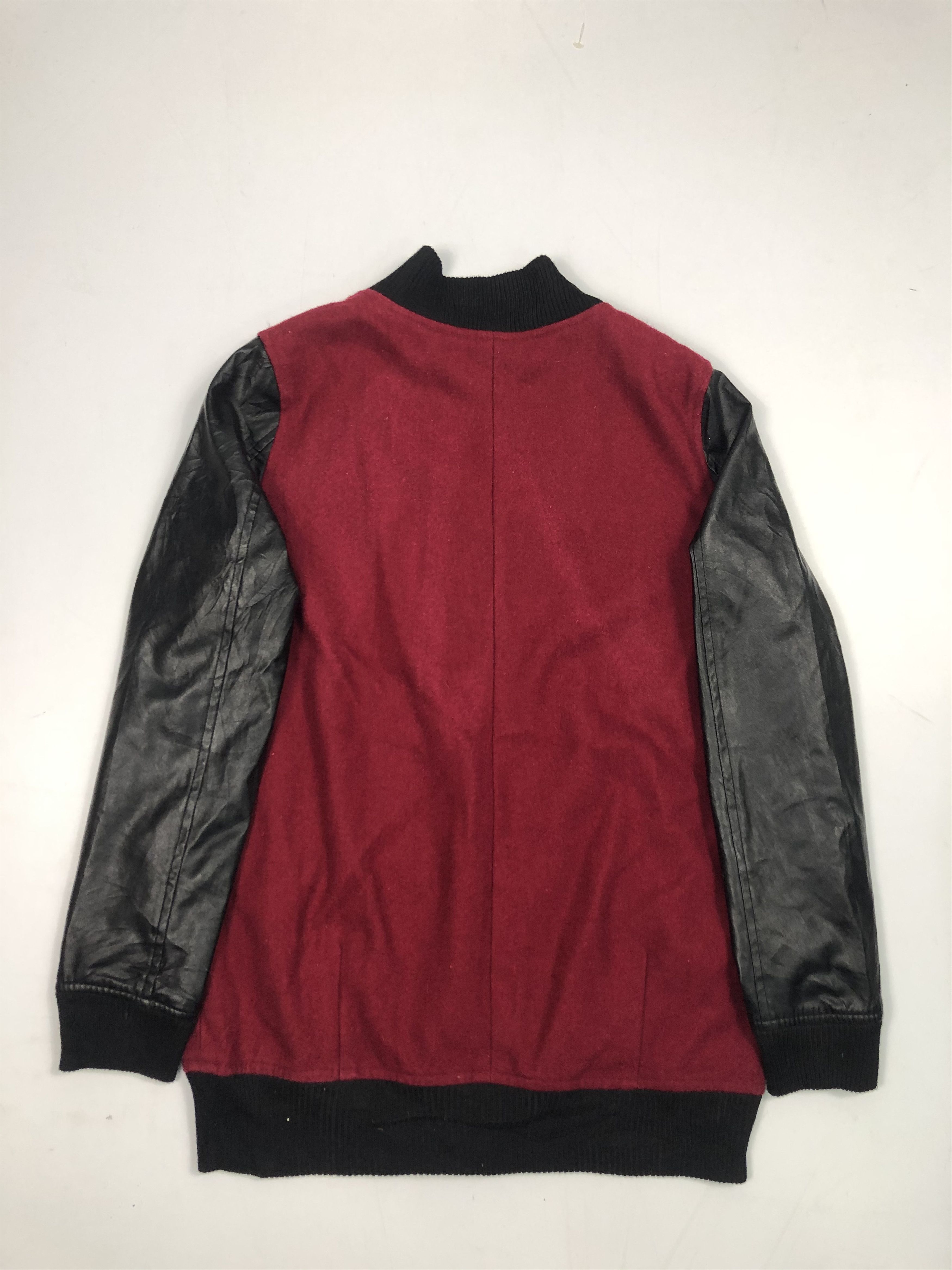 Japanese Brand Vintage 90s Shellna Leather Sleeve Varsity Jacket Red V0079 Size US M / EU 48-50 / 2 - 3 Thumbnail