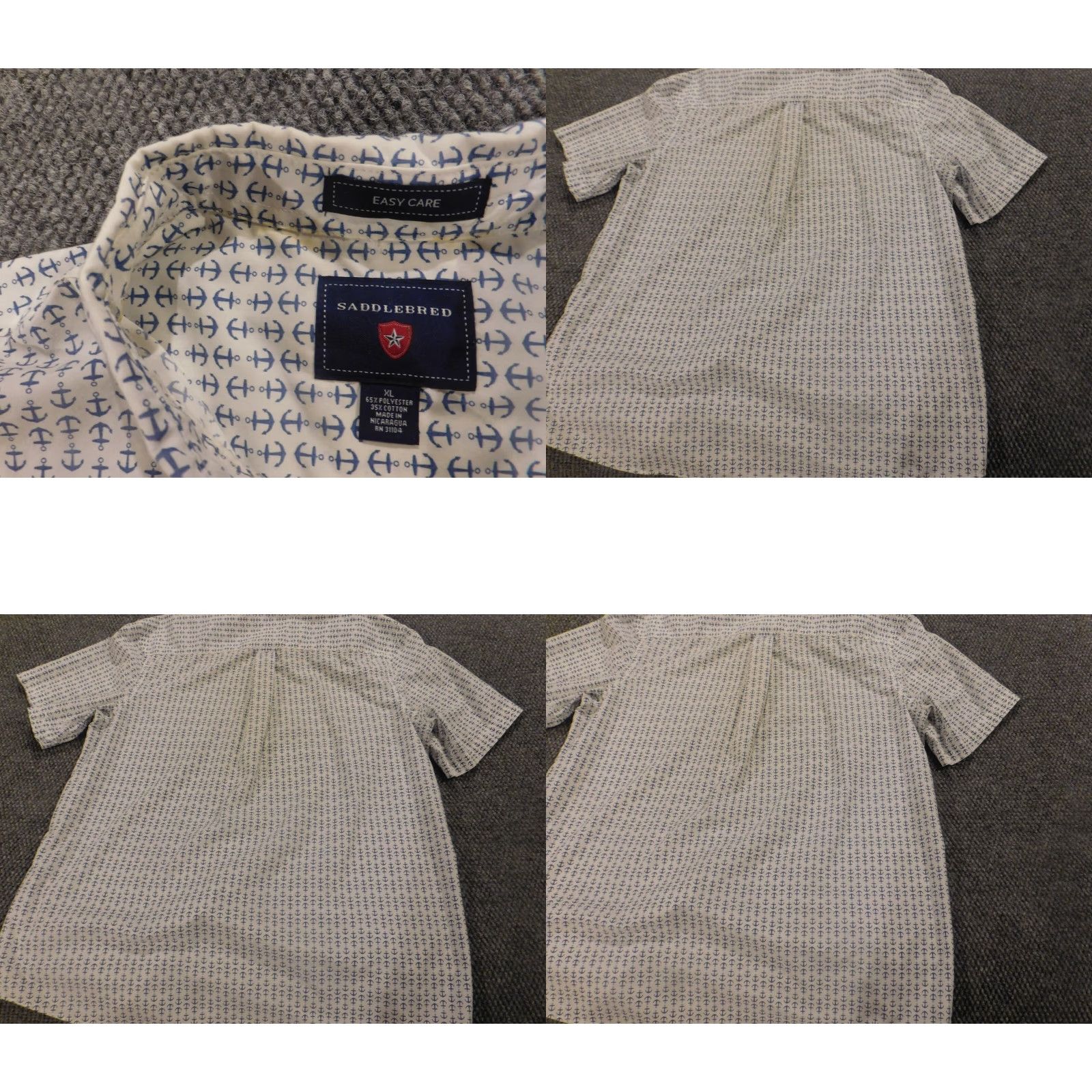Vintage Saddlebred Mens Shirt Extra Large Blue achors regular button down Easy Care Size US XL / EU 56 / 4 - 8 Thumbnail