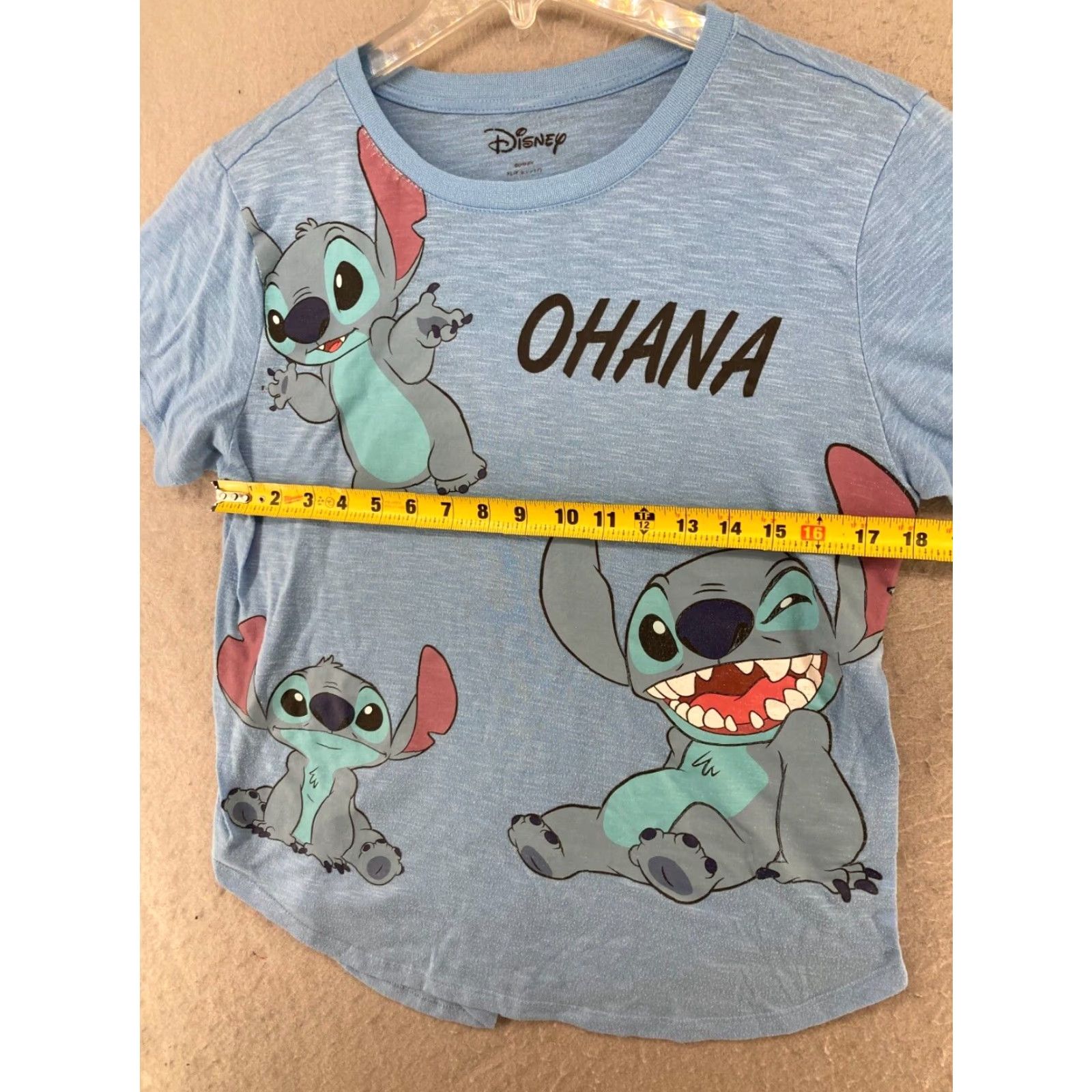 Disney Disney TShirt Womens XL Blue Ohana Stitch Cartoon Hawaiian Graphic Print Short Sleeve Regular Fit Adult Size XL / US 12-14 / IT 48-50 - 2 Thumbnail