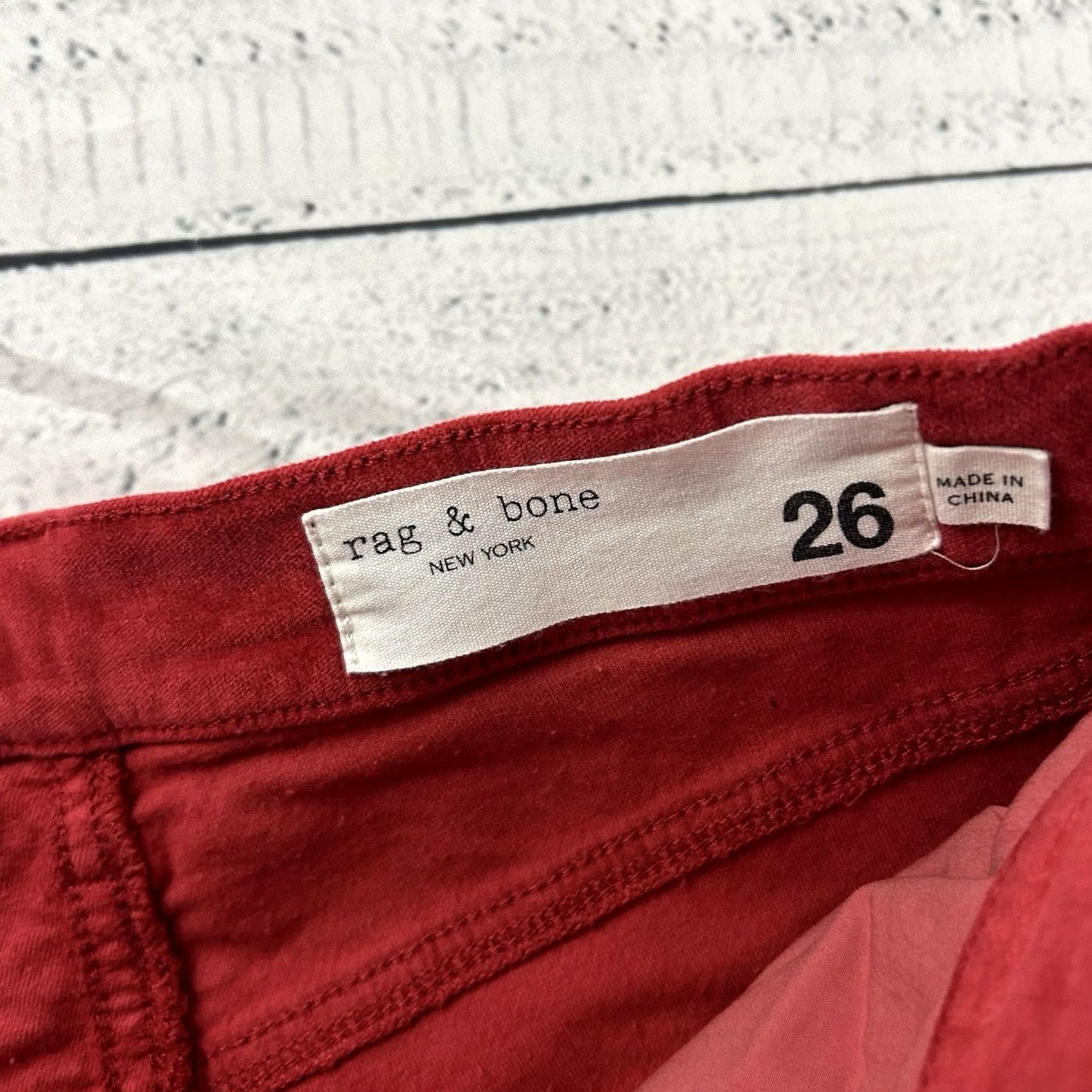 Rag & Bone rag & bone Pants Womens 26 Red Skinny Velour Women Size 26" / US 2 / IT 38 - 4 Thumbnail