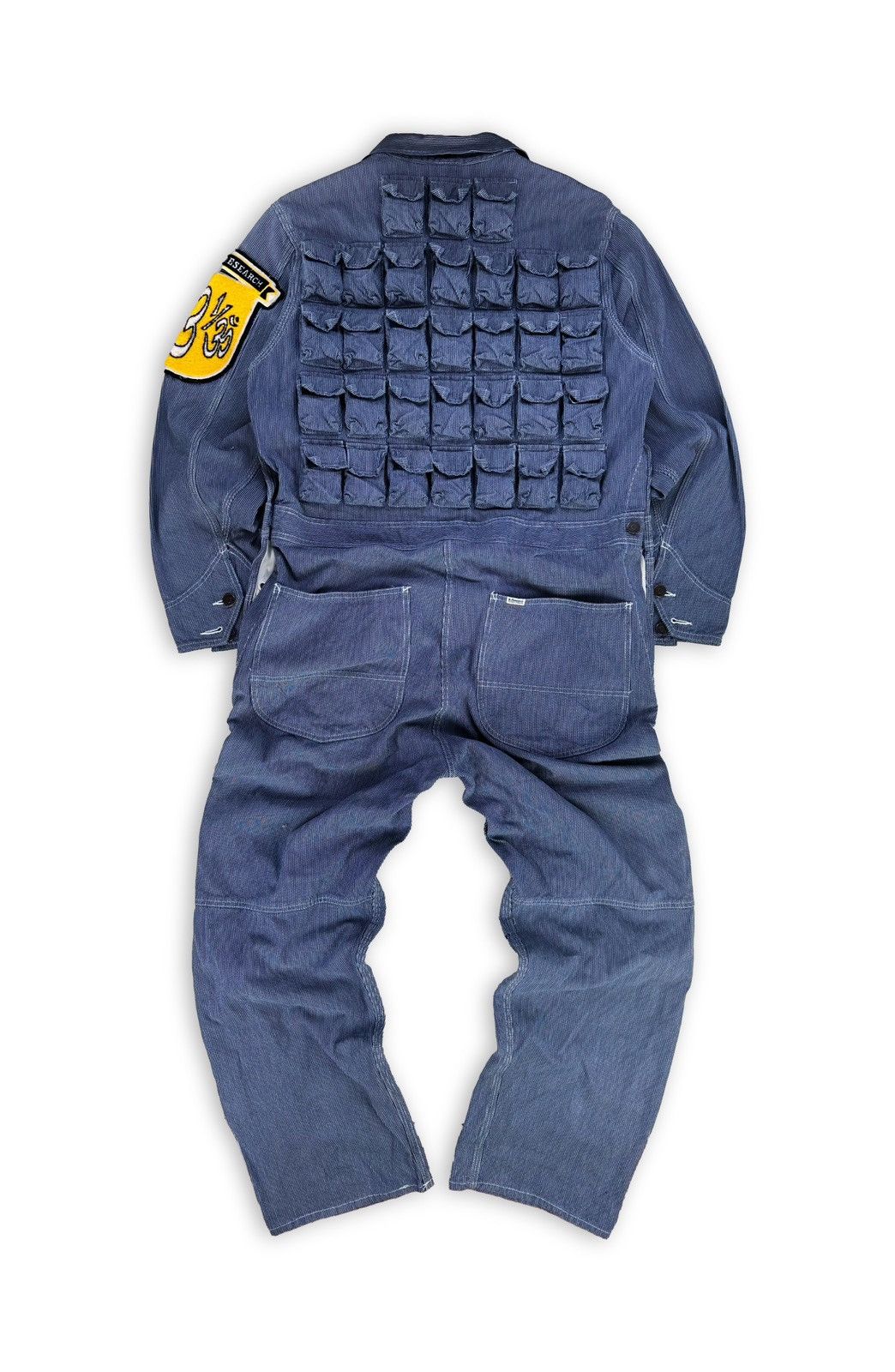 image of Aw98 General Research Parasite 39 Pocket Pinstripe Coveralls in Blue, Men's (Size 34)