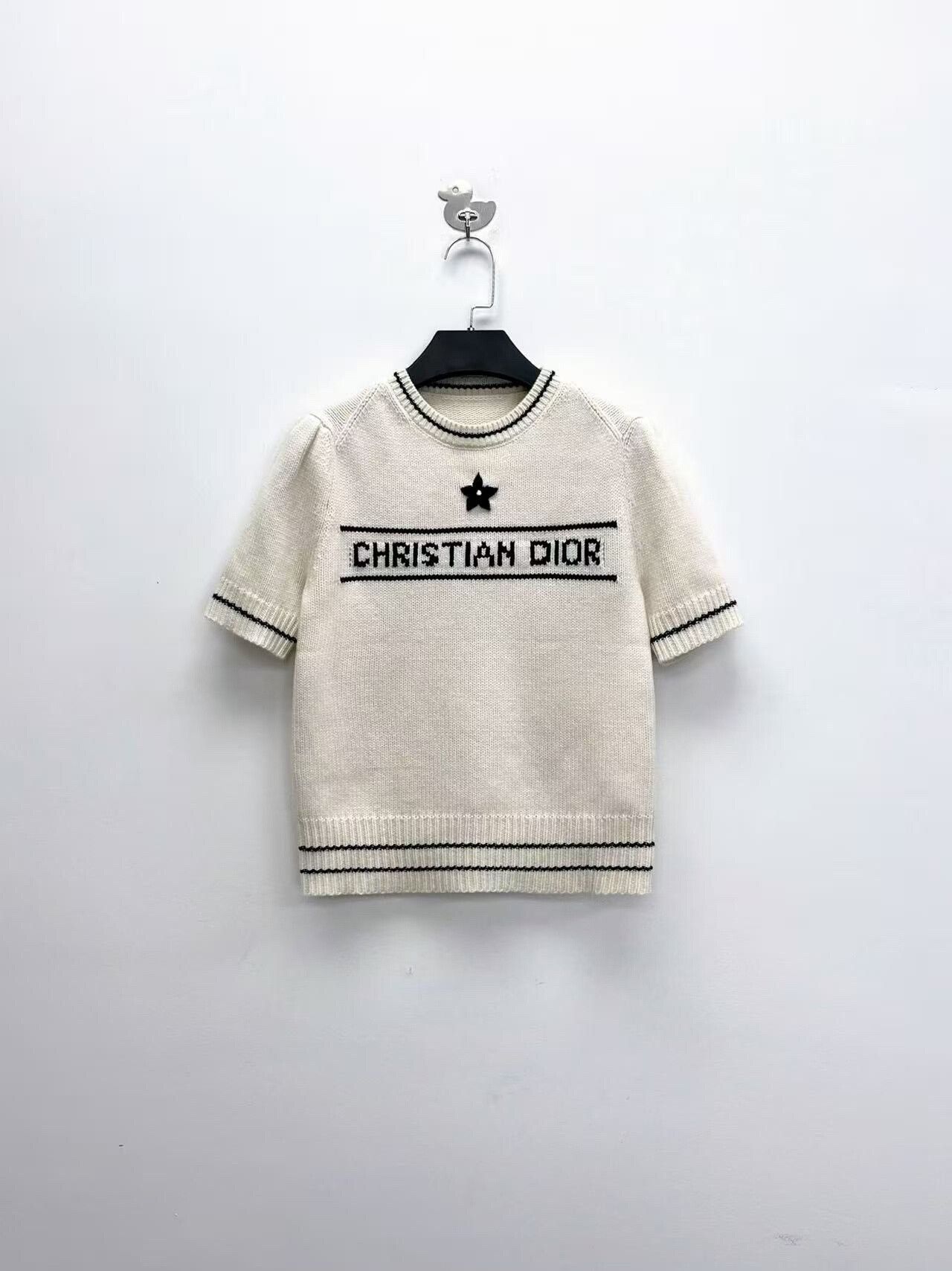 Dior Dior Beige Short Sleeve Knit Top with Logo Size S / US 4 / IT 40 - 1 Thumbnail