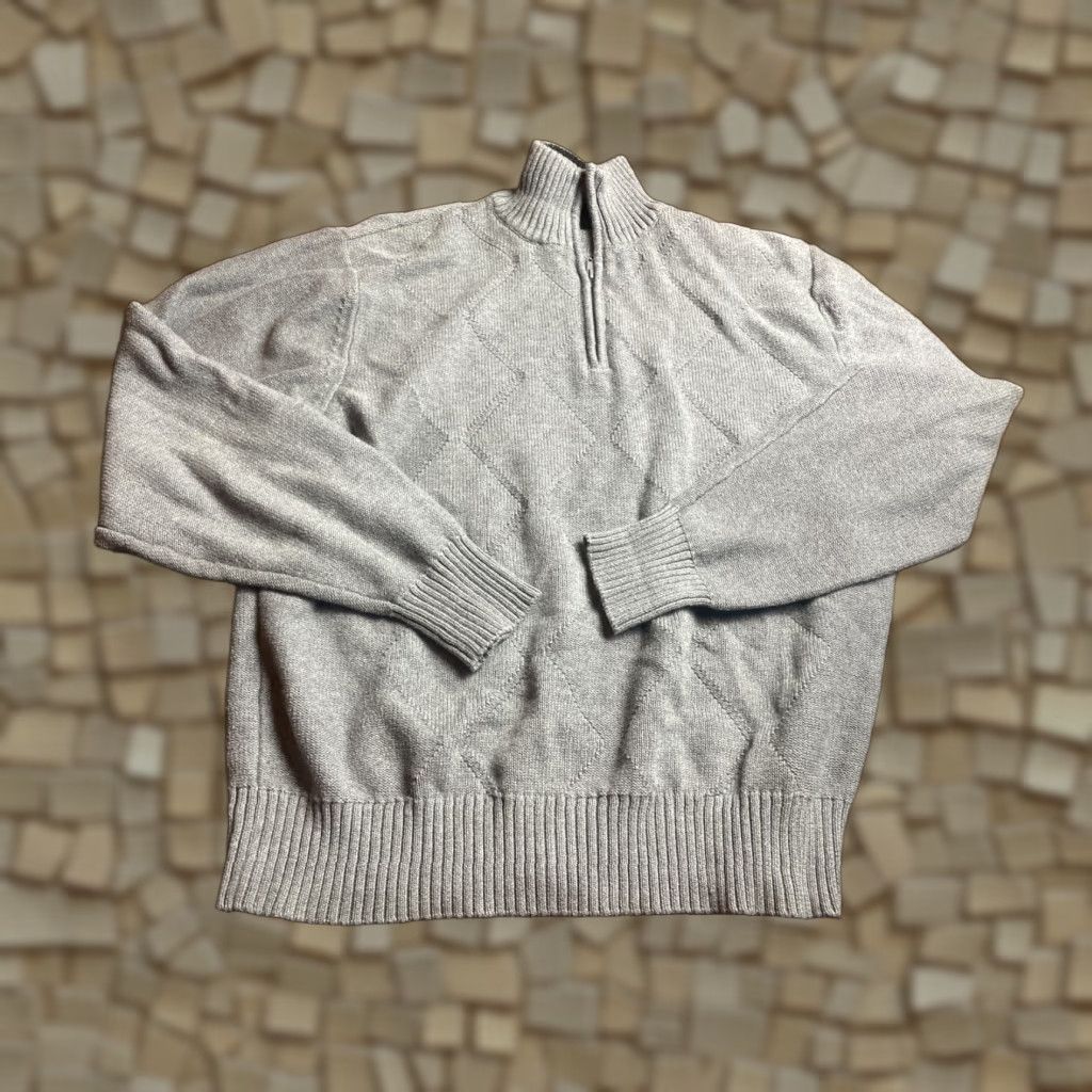 Pronto Uomo Pronto Uomo Sweater Men XL Gray Quarter Zip V-Neck Long Sleeve Ribbed Edge Pullover Size US XL / EU 56 / 4 - 1 Thumbnail