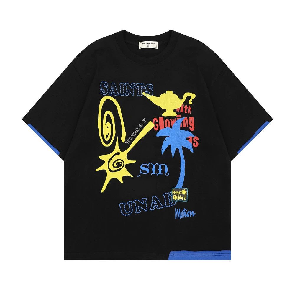 Japanese Brand × Vintage Casual men's trendy patchwork creative print cotton T-shirt Size US M / EU 48-50 / 2 - 1 Thumbnail