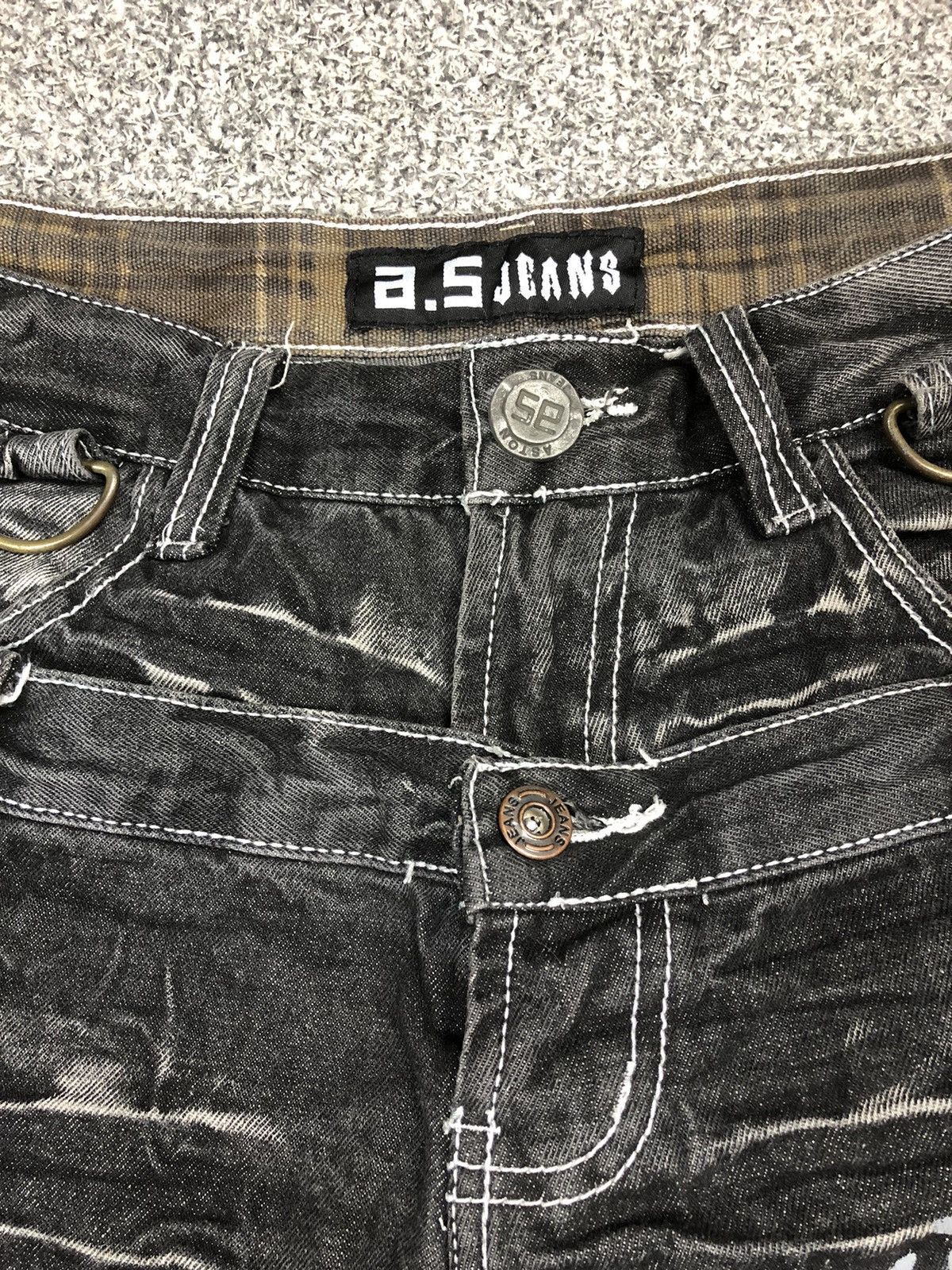 Japanese Brand Japanese Brands ASTON Faded Double Waist Cargo Jeans Size US 32 / EU 48 - 9 Thumbnail