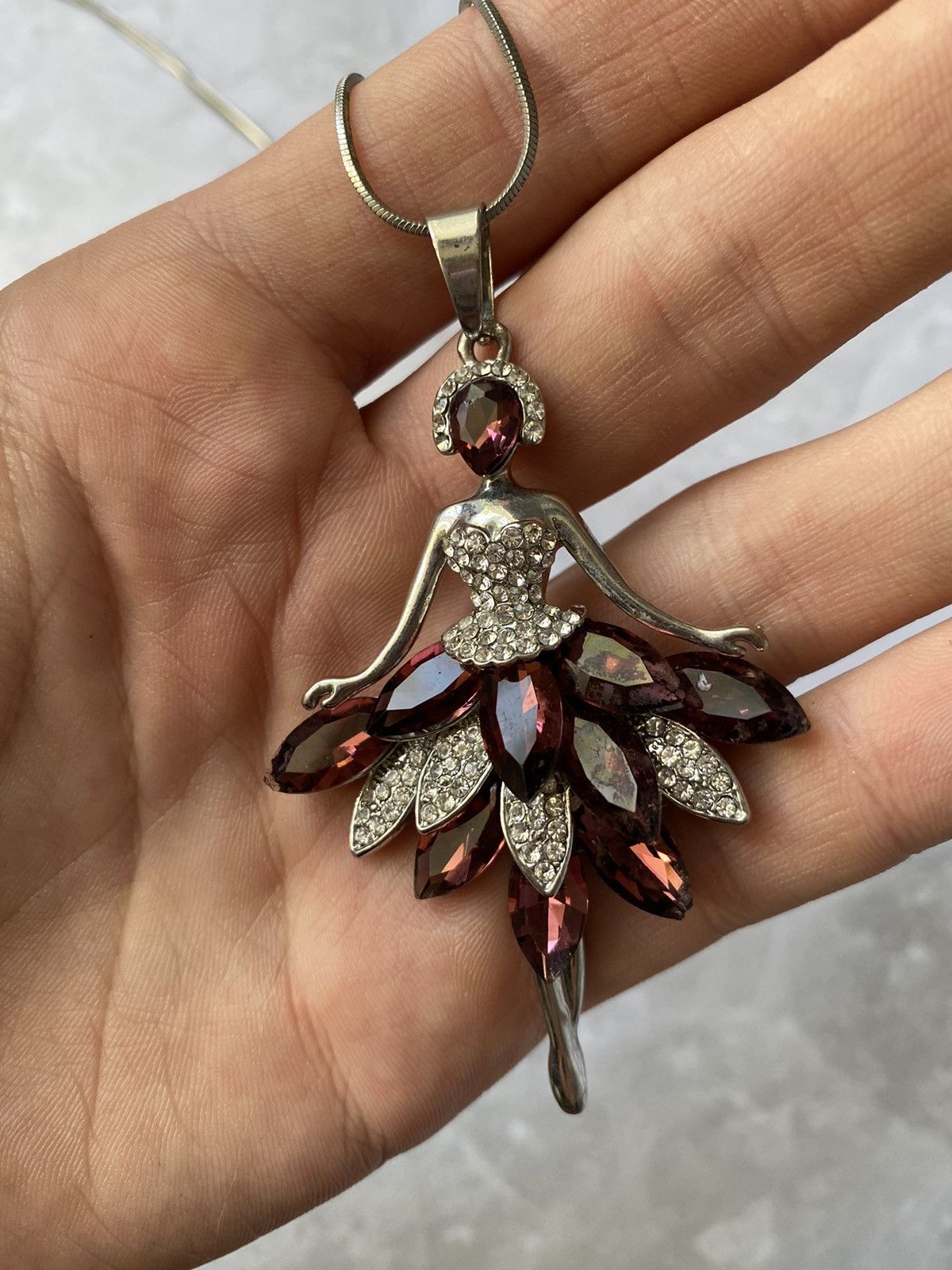 Jewelry × Vintage Ballerina Pendant Necklace Crystals Vintage Size ONE SIZE - 7 Thumbnail