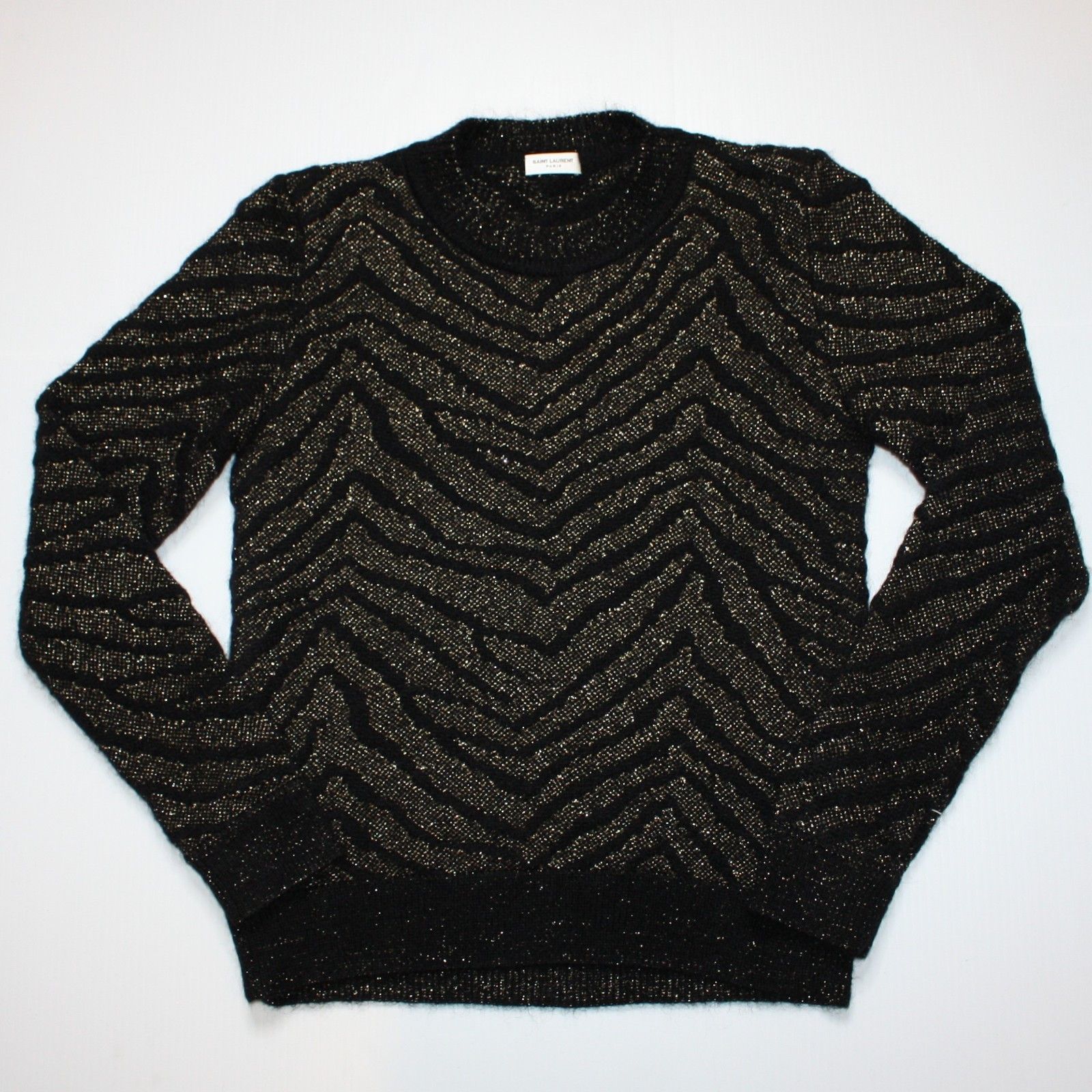 Saint Laurent Paris Zebra Print Lurex Mohair Black Sweater in size M NWT $1705 Size M / US 6-8 / IT 42-44 - 6 Thumbnail