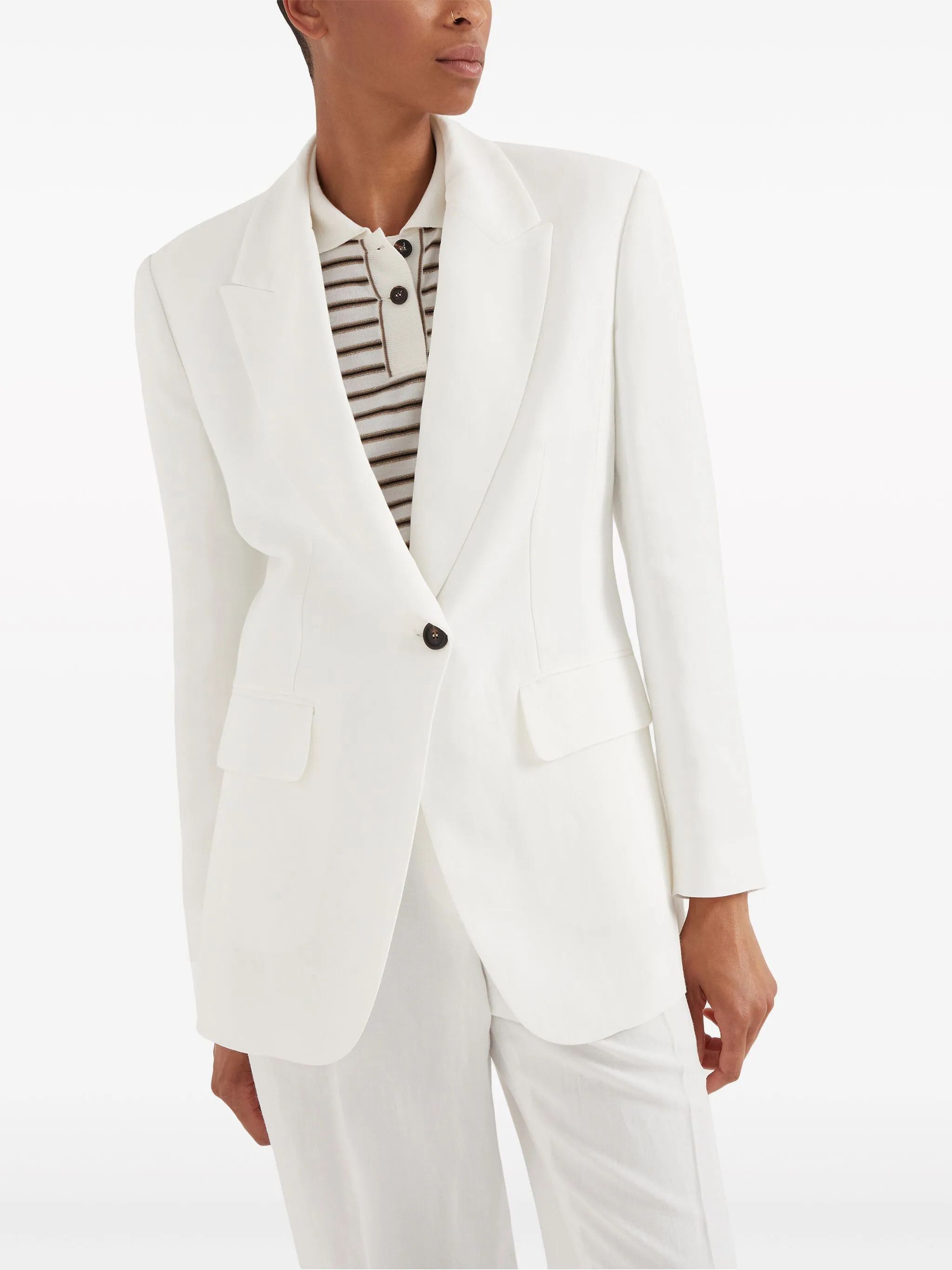 Brunello Cucinelli o1y0725 Blazer in White Size L / US 10 / IT 46 - 4 Thumbnail