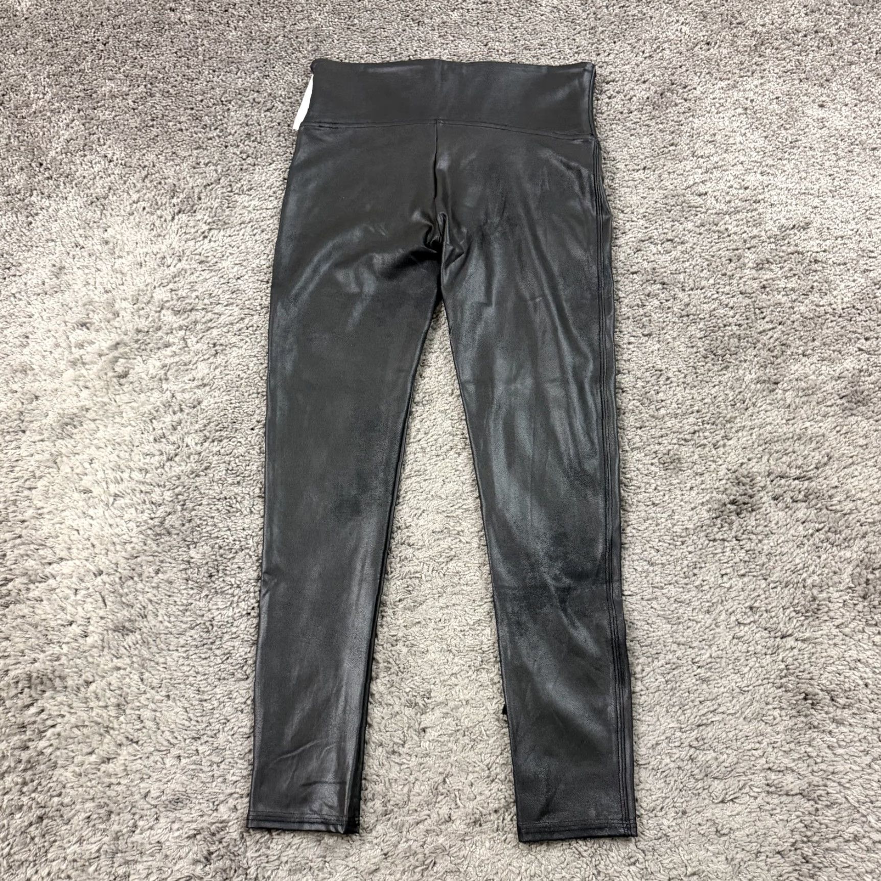 Spanx Spanx Leggings Women L Black Faux Leather Mid Rise Stretch 2437Q 26x24 Inseam 24 in Ankle Jeans? Size 36" / US 14 / IT 50 - 7 Thumbnail