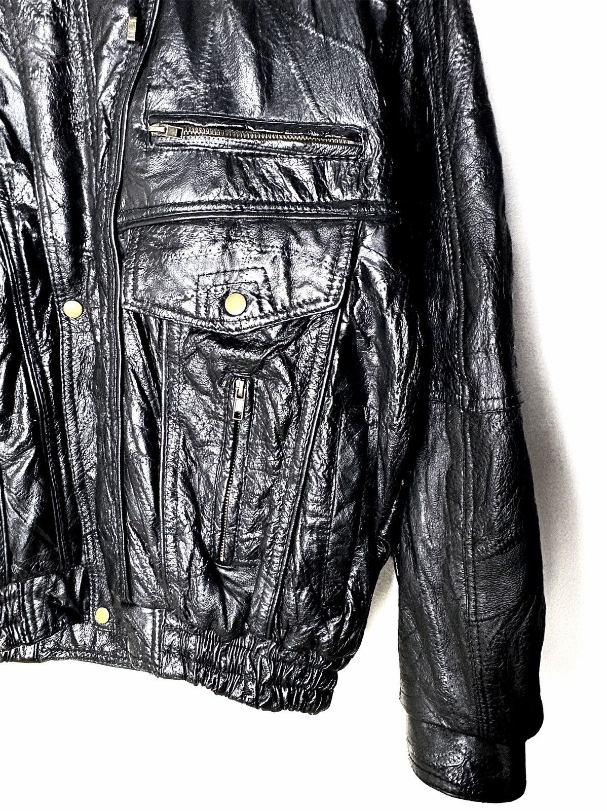 Genuine Leather Navarre Leather Company Hooded Patchwork Leather Jacket Size US XL / EU 56 / 4 - 6 Thumbnail