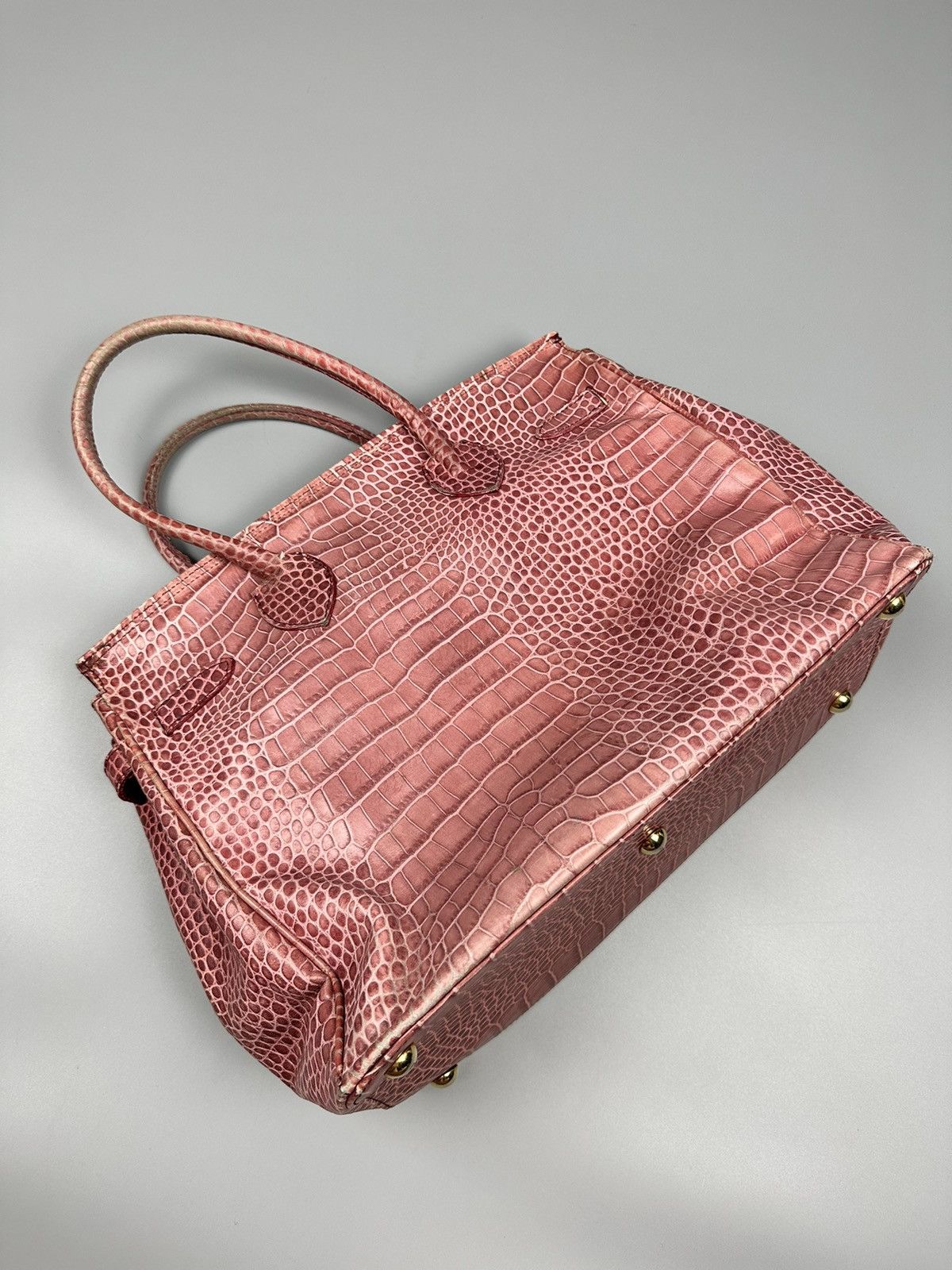 Vera Pelle Hermes Birkin Inspired Italian Vera Pelle Orobianco Bag Size ONE SIZE - 11 Thumbnail