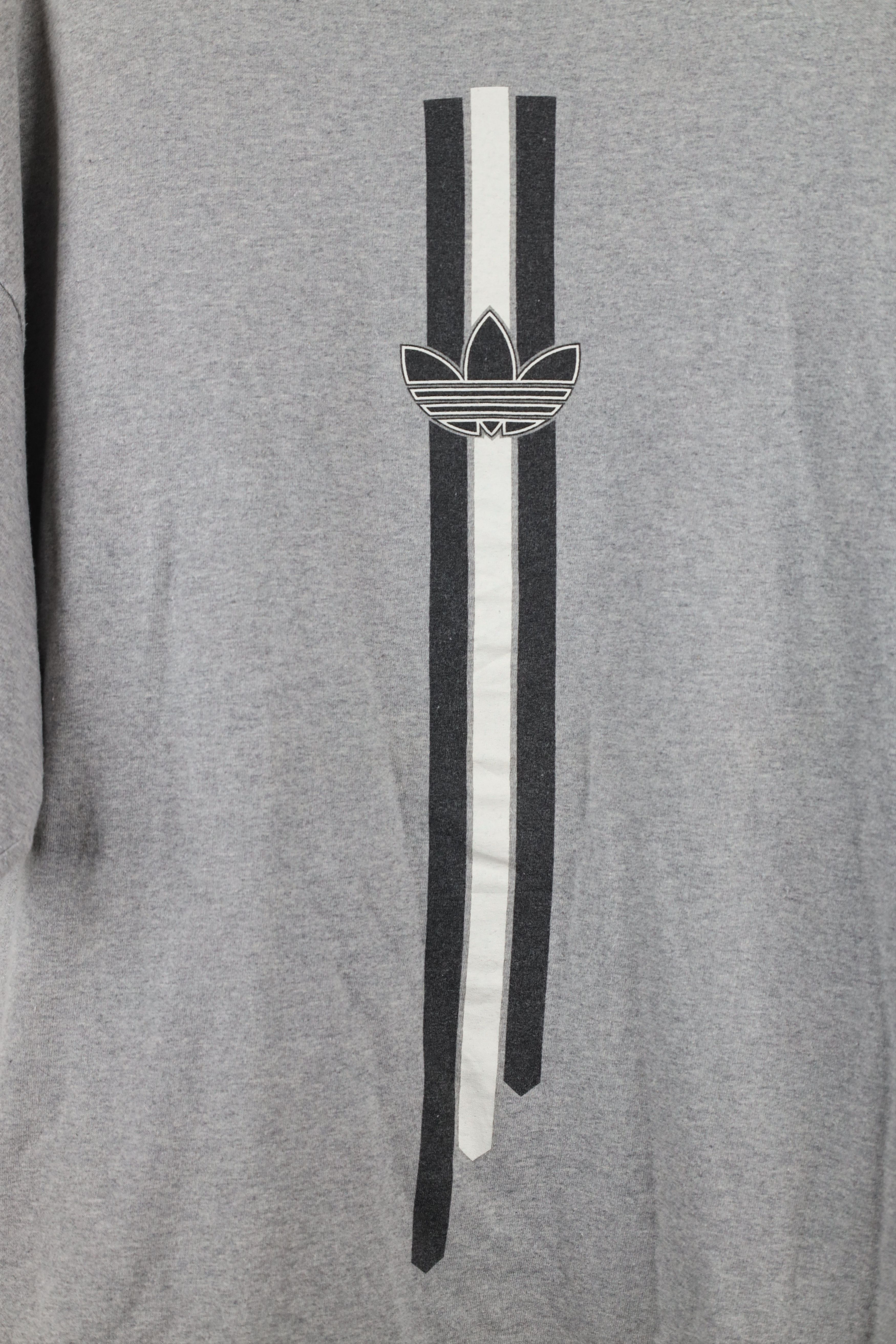 Adidas × Vintage Vintage 90s Adidas Spell Striped Trefoil T-Shirt Gray USA Size US L / EU 52-54 / 3 - 4 Thumbnail