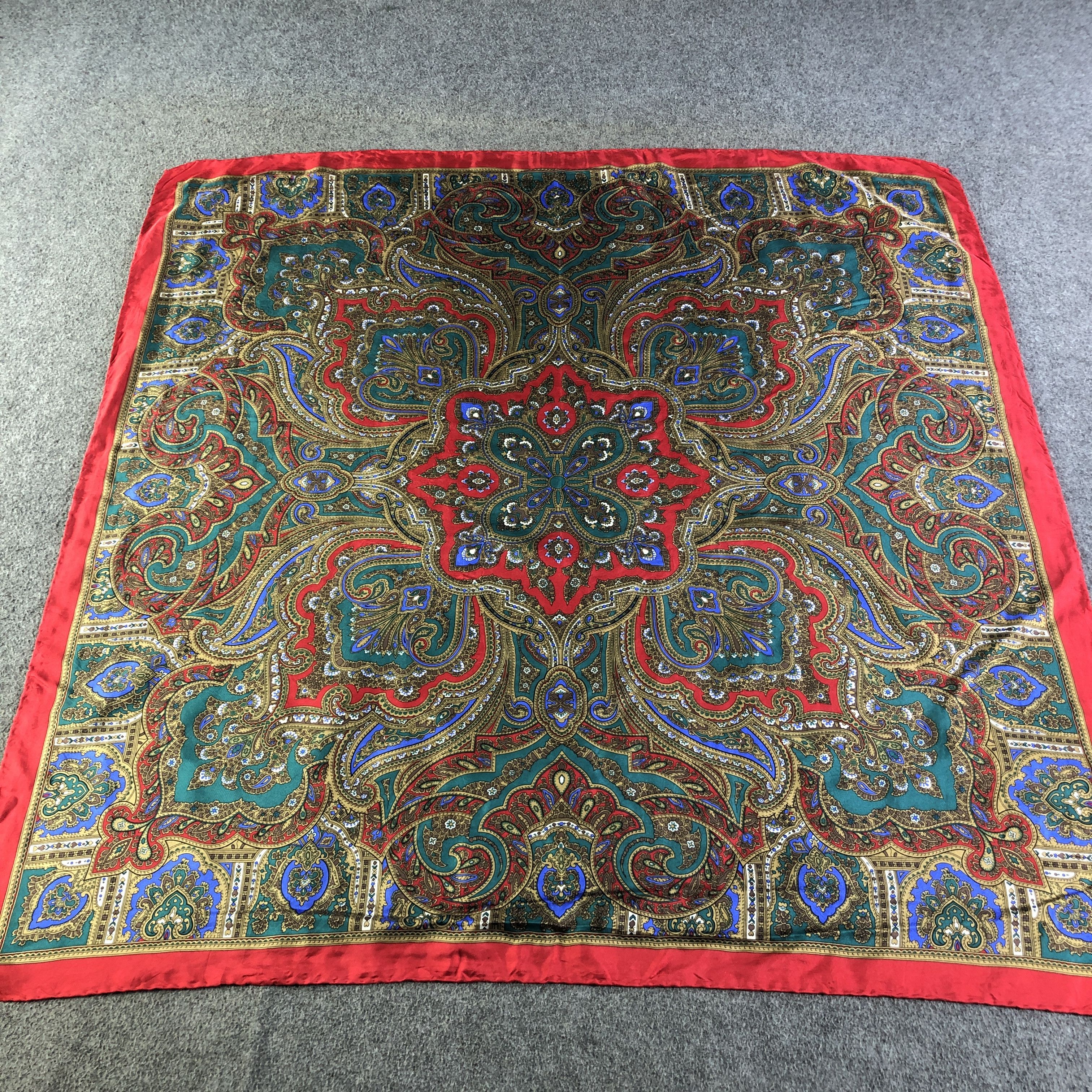 Japanese Brand Luxury Paisley Hand Rolled Silk Scarf M1042 Size ONE SIZE - 2 Thumbnail