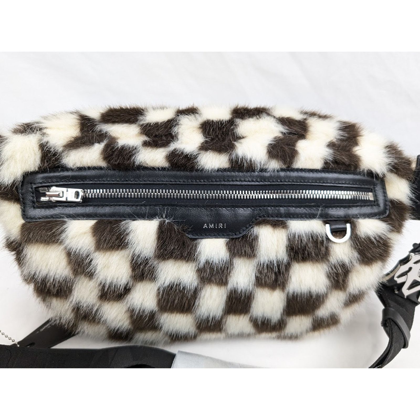 Amiri o1rshd1 DUP/ Size: OS/Faux Fur Checkered Bumbag Black/White Size ONE SIZE - 14 Thumbnail