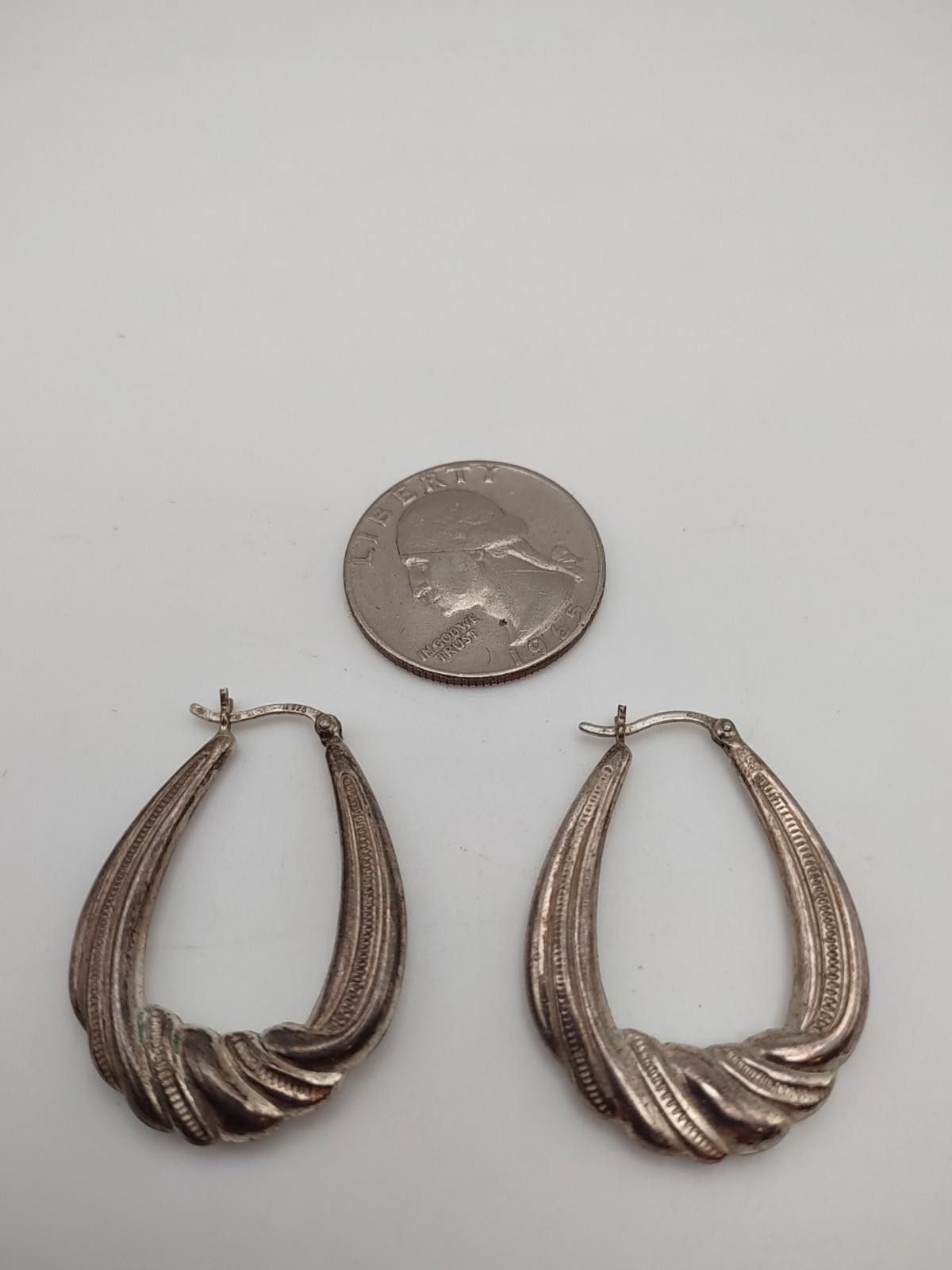 The Unbranded Brand Vintage 925 Sterling Silver Shrimp Ribbed Hoop Earrings 4.3g Size ONE SIZE - 4 Thumbnail