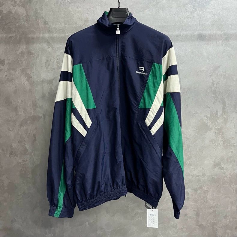 Balenciaga Balenciaga Blue Patchwork Standing Collar Zip Sun Jacket Size US S / EU 44-46 / 1 - 1 Thumbnail