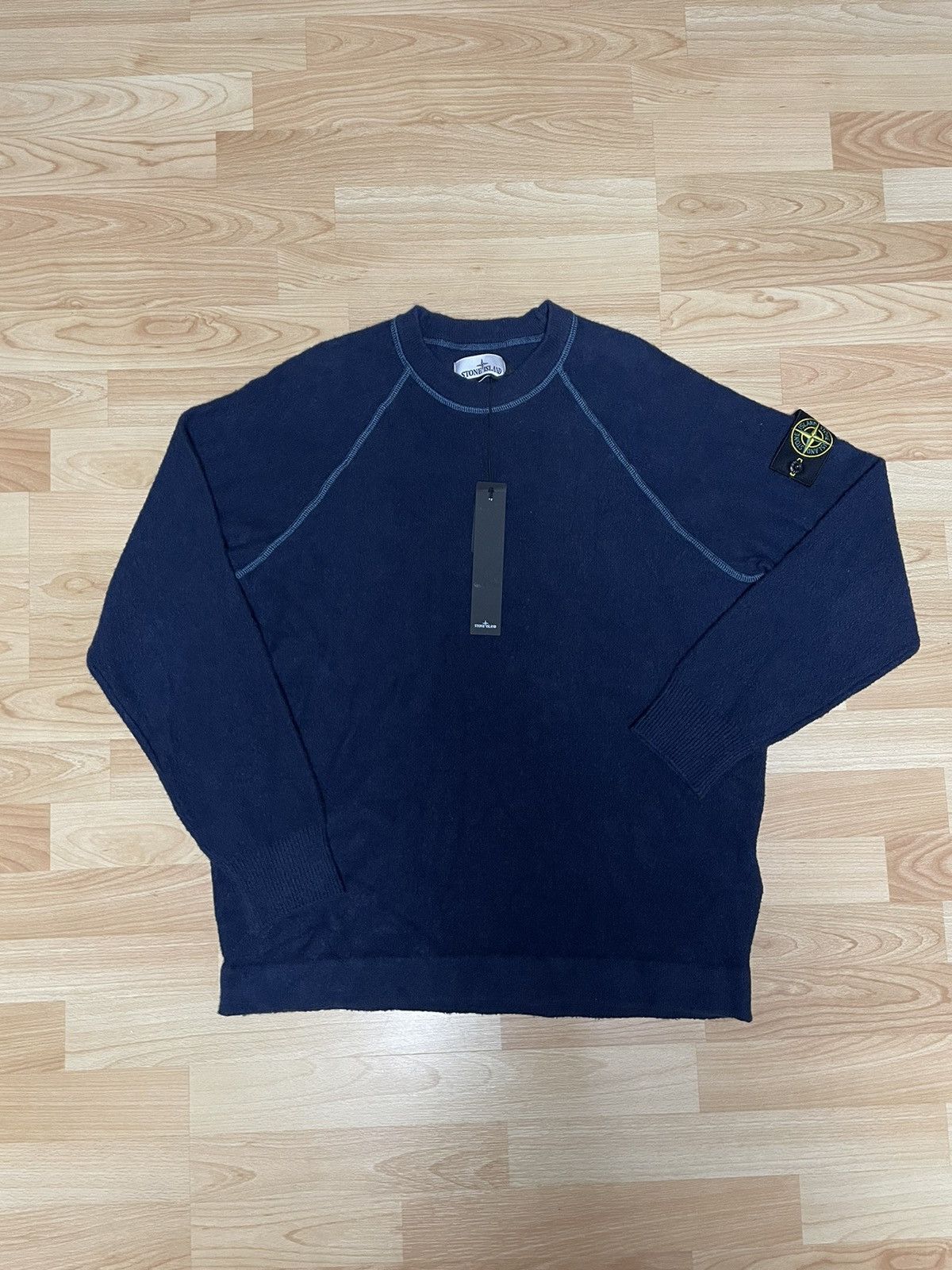 image of Stone Island Knitted Sweater in Blue, Men's (Size 2XL)