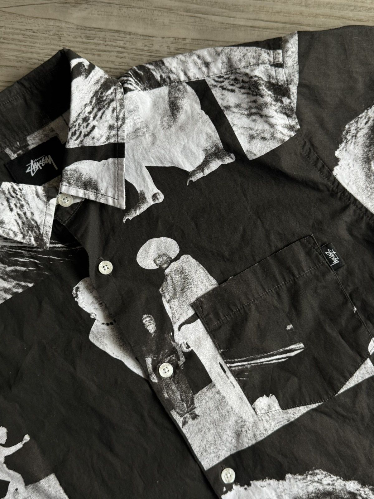Stussy Stussy - black and white surf shirt Size US S / EU 44-46 / 1 - 5 Thumbnail