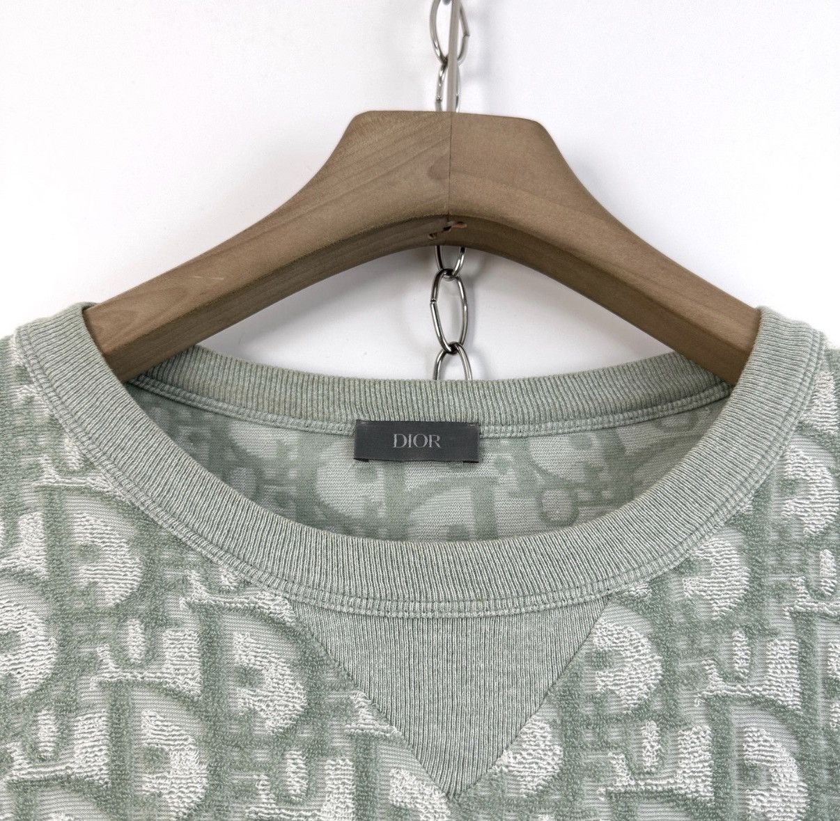 Dior DIOR / Men's Light Green Oblique Logo Print Short Sleeve K12 Size US XXL / EU 58 / 5 - 3 Thumbnail