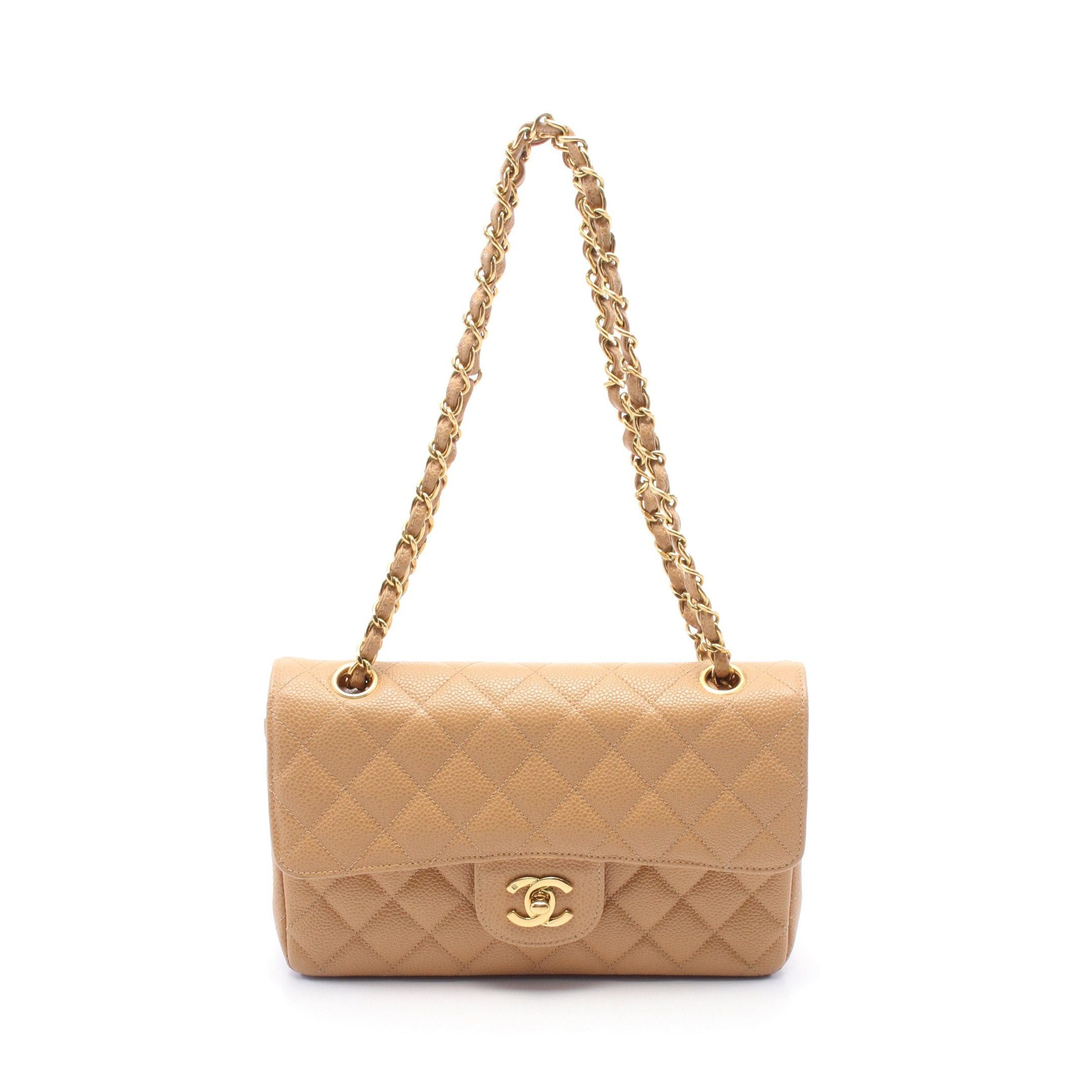 Chanel Chanel Matelasse Double Flap Chain Shoulder Bag Caviar Skin Beige Gold Hardware Size ONE SIZE - 1 Thumbnail