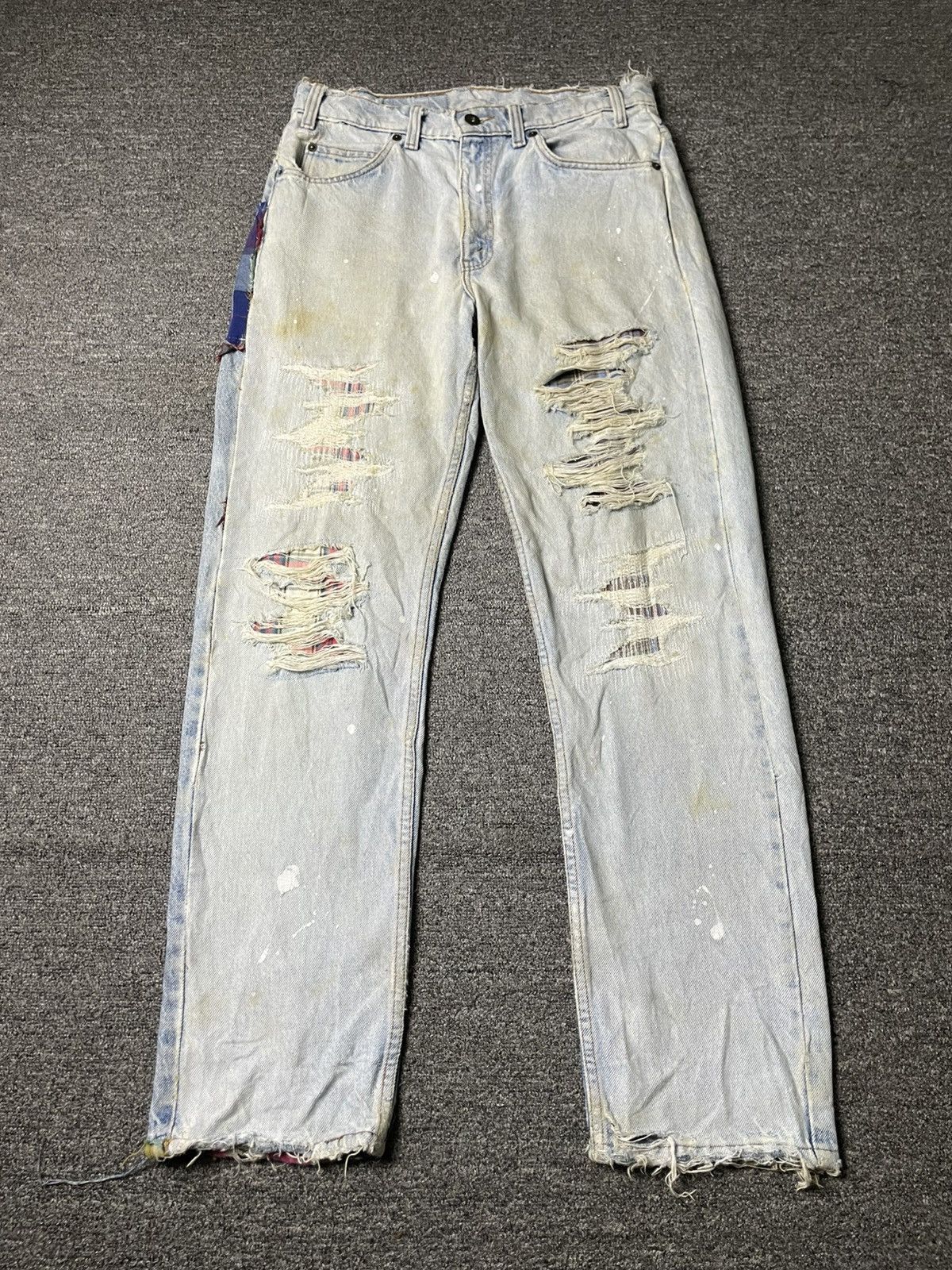 Japanese Brand × Vintage Japanese Brand Custom Patchwork Ripped Jeans (104) Size US 31 - 1 Thumbnail