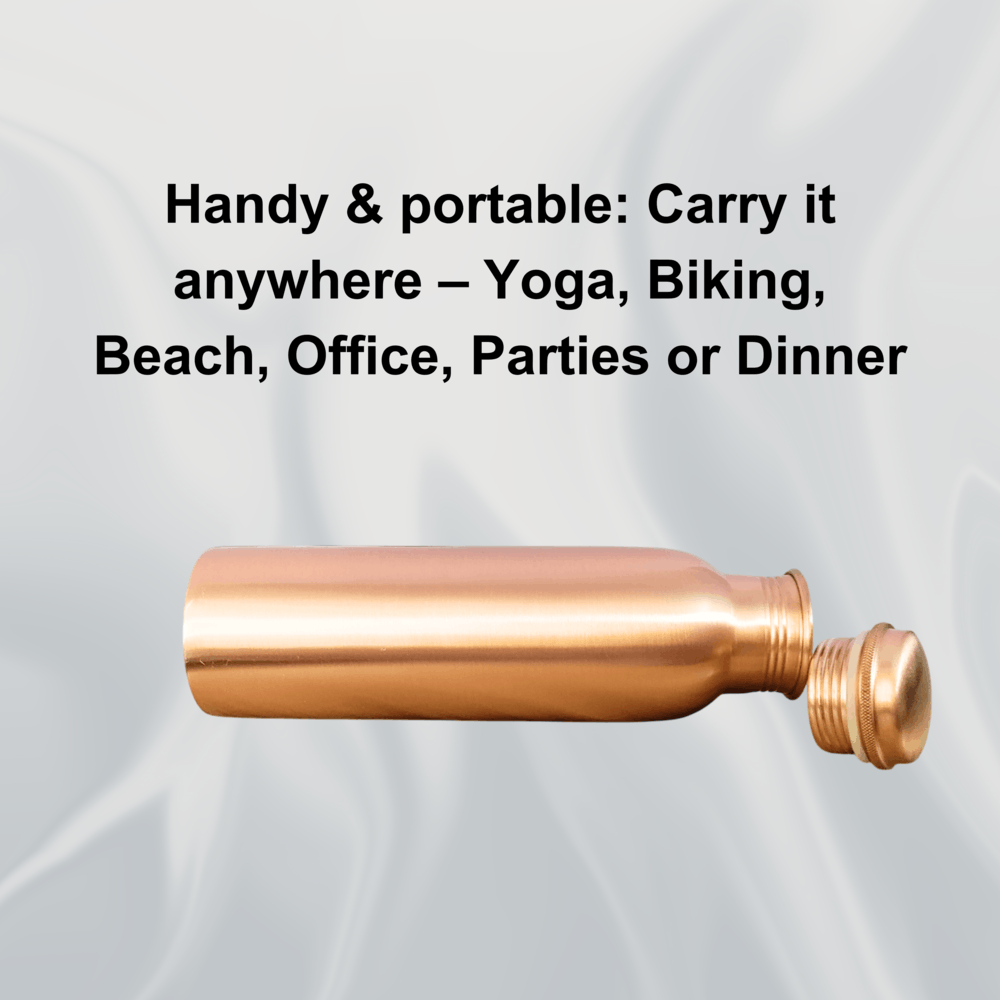 Handmade NEW 100% Plain Finish Copper Water Bottle, 32.5 oz/950 mL Size ONE SIZE - 6 Thumbnail