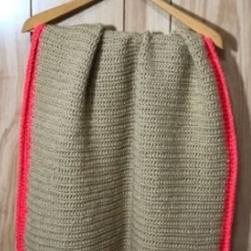 Handmade NWT Tan Pink Handmade Crocheted Baby Blanket by Dawny Size ONE SIZE - 2 Thumbnail