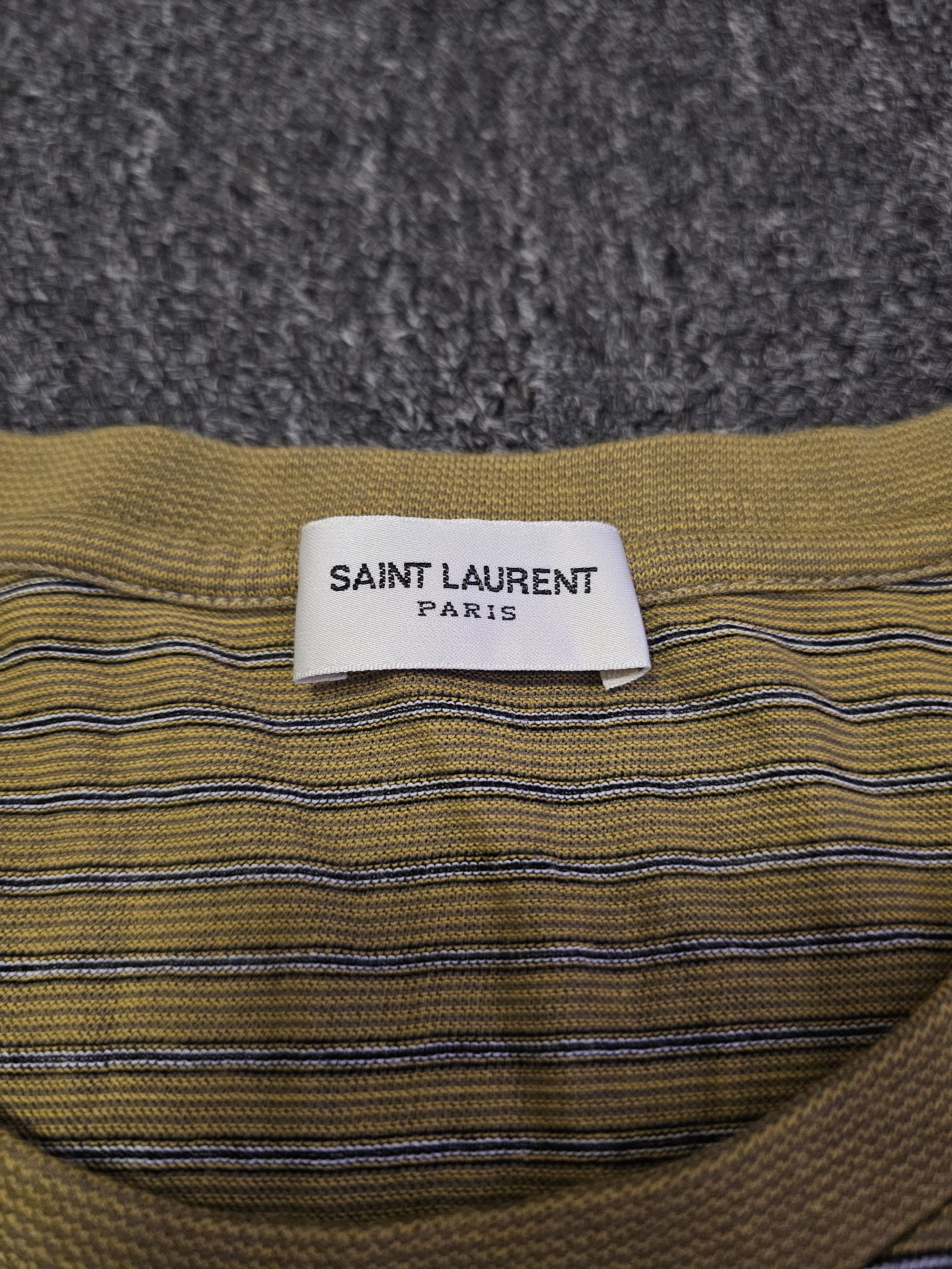 Saint Laurent Paris Saint Lauren Men's Yellow Striped Oversize T-Shirt Size L Size US L / EU 52-54 / 3 - 3 Thumbnail