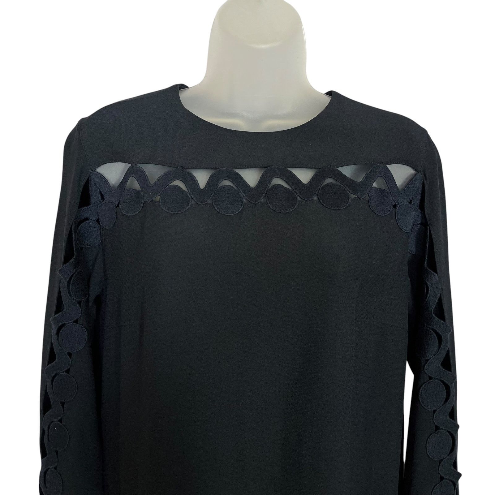 Akris Akris Punto Navy Blue Scallop Wave Cutout Shift Dress Size M / US 6-8 / IT 42-44 - 7 Thumbnail