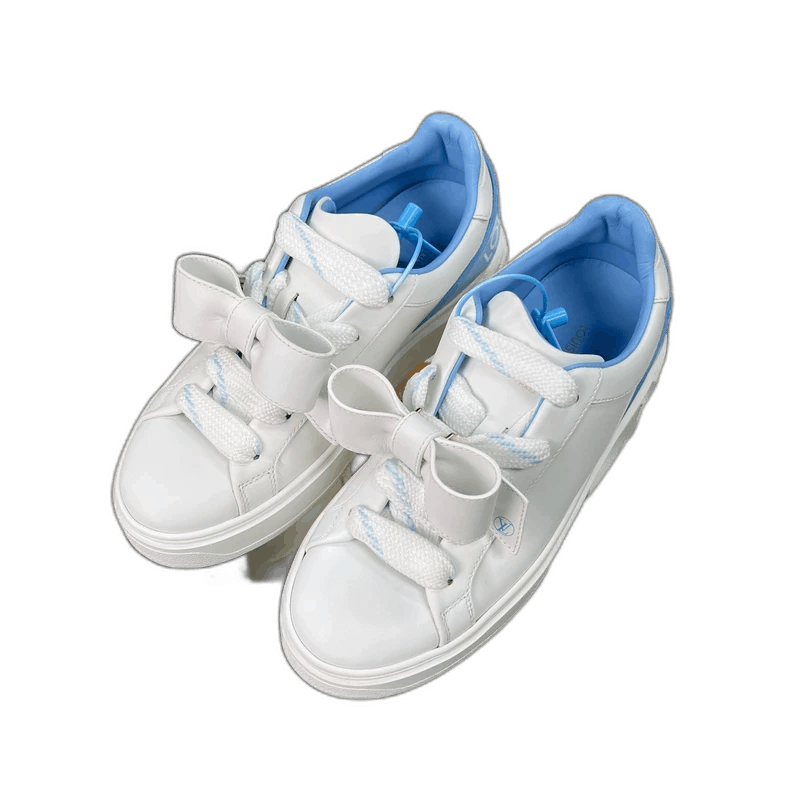 Louis Vuitton LV Time Out White Blue Sneakers Size US 5 / IT 35 - 1 Thumbnail