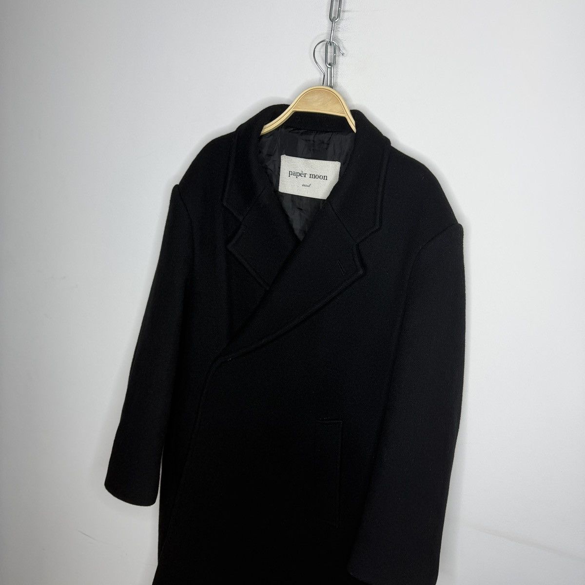 Japanese Brand Paper Moon Made in Korea Oversized Heavy Black Wool Coat Size US M / EU 48-50 / 2 - 2 Thumbnail
