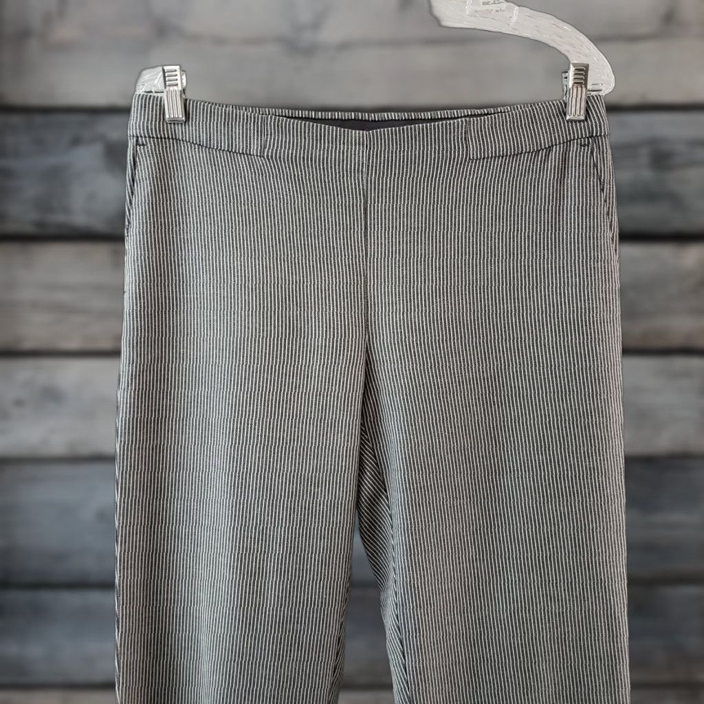 J. Jill J Jill Womens Essential Slim Ankle Pants Sz 8 Gray White Striped Elastic Waist Pants Girls? Size 30" / US 8 / IT 44 - 1 Thumbnail