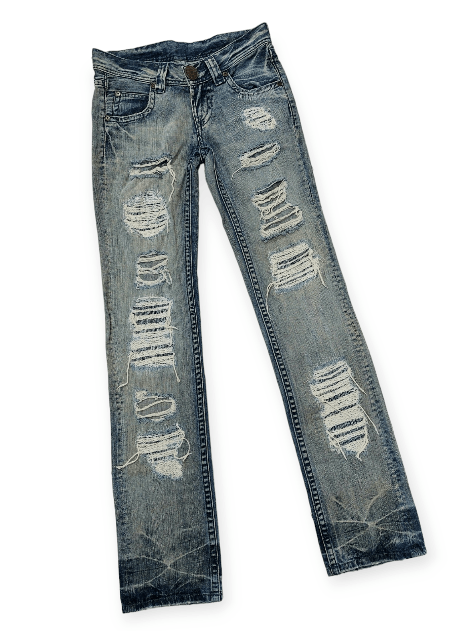 Designer Murua Low Rise Thrashed Denim Jeans Size 28" / US 6 / IT 42 - 2 Thumbnail