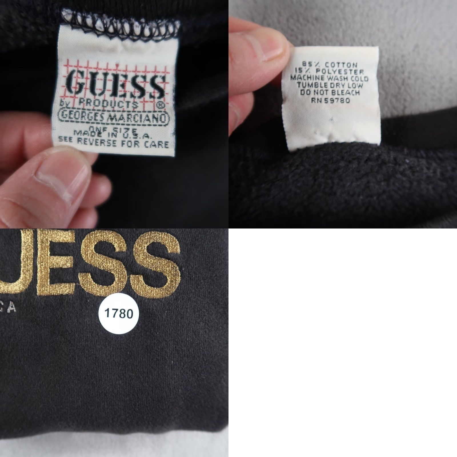 Guess VINTAGE Guess Sweatshirt Mens OS Black Crewneck Embroidered Logo USA Made 90s Size US M / EU 48-50 / 2 - 8 Thumbnail