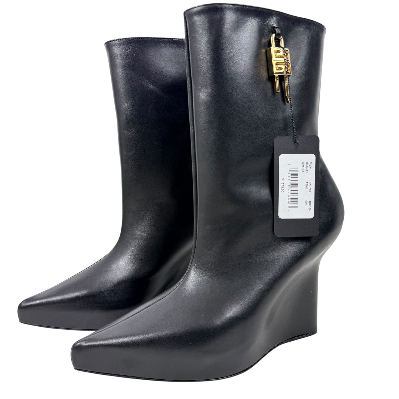 Givenchy New Givenchy Shark Lock Wedge Platform Ankle Boots Black Size US 11 / IT 41 - 3 Thumbnail