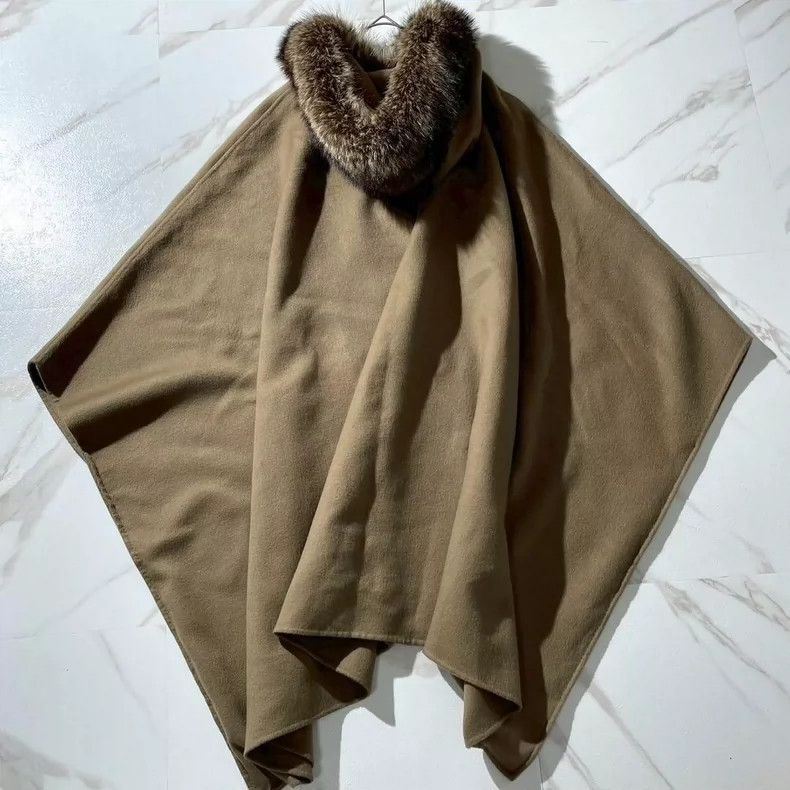 Loro Piana LORO PIANA Cashmere cap cloak with fur trim Size M / US 6-8 / IT 42-44 - 2 Thumbnail