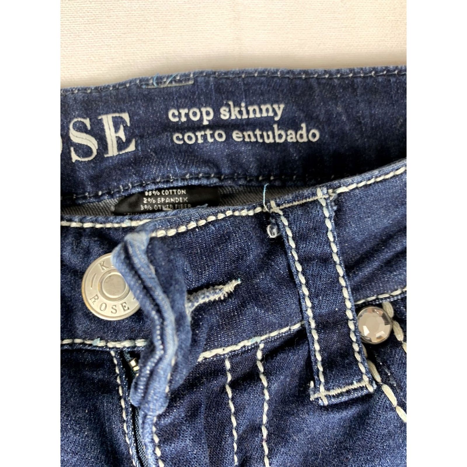 Vintage Knox Rose Skinny Crop Jeans Denim Capri Blue Size 2 28x25 Women Size 26" / US 2 / IT 38 - 4 Thumbnail