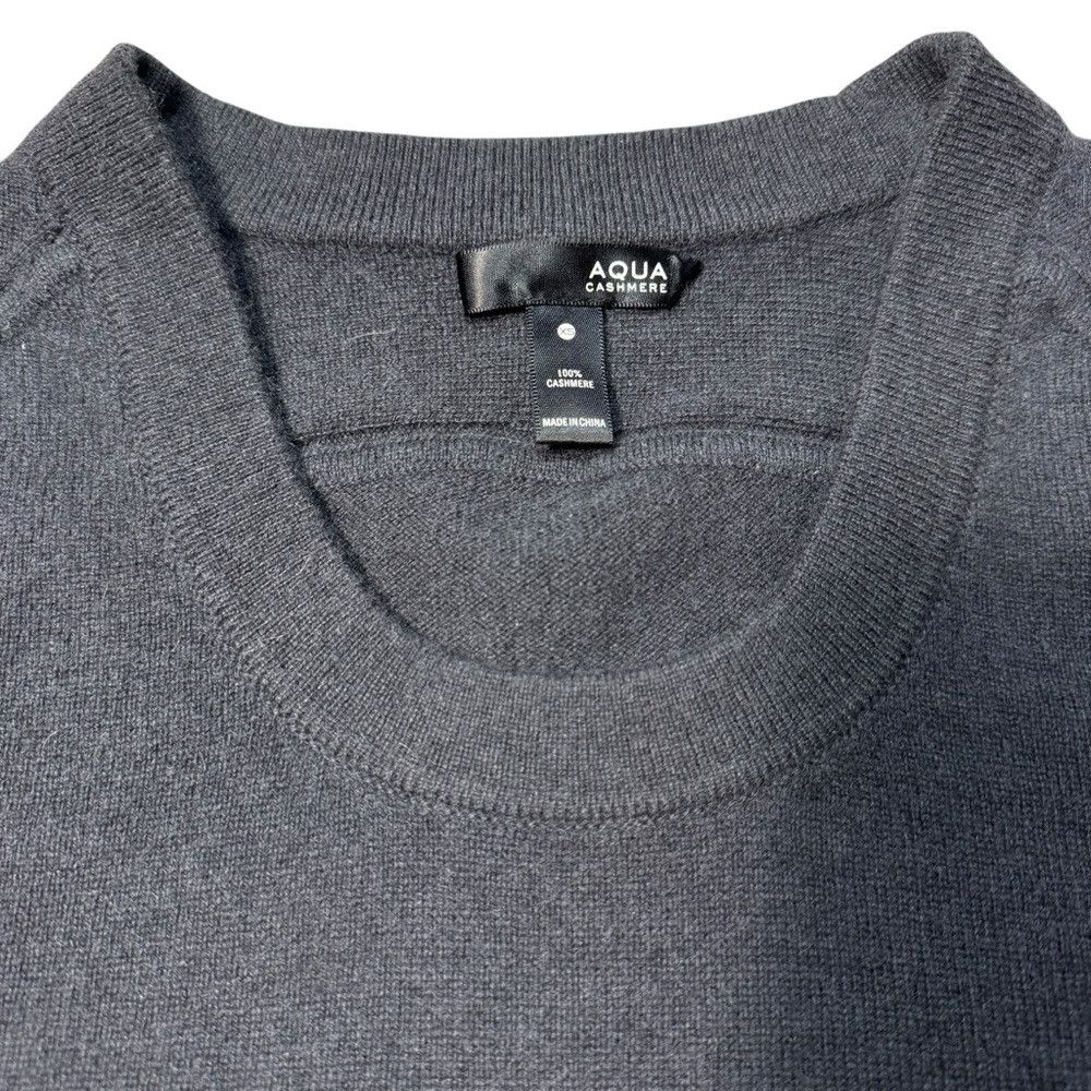 AQUA Aqua Cashmere Asymmetrical Hem Crewneck Dark Grey Sweater S Size XS / US 0-2 / IT 36-38 - 7 Thumbnail