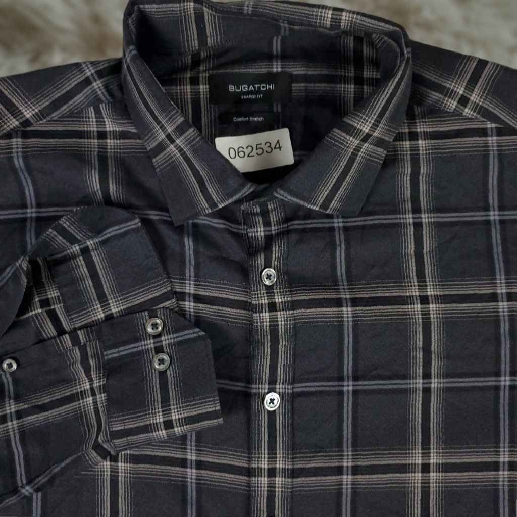 BUGATCHI Bugatchi Uomo Shirt Mens XL Gray Plaid Button-Up Long Sleeve Casual Business Formal Streetwear Mens XL Gray Plaid Button-Up Shirt Size US XL / EU 56 / 4 - 1 Thumbnail