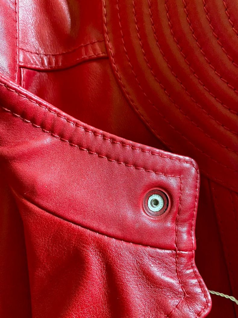 Maison Margiela Maison Margiela Red lambskin locomotive leather jacket 2502 Size US S / EU 44-46 / 1 - 2 Thumbnail