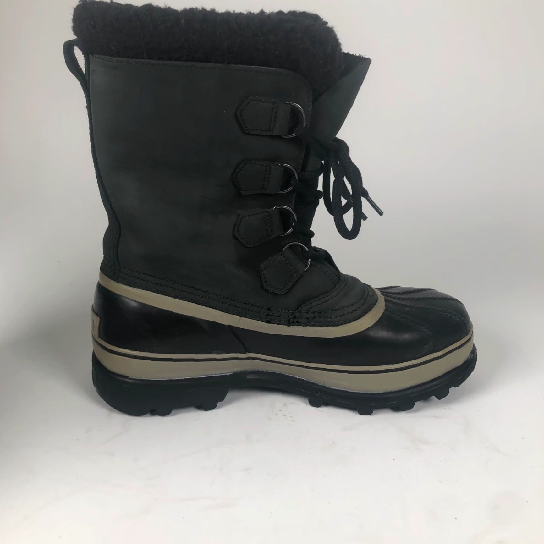 SOREL Sorel Caribou Boots Mens Size 10 US 44 Green Leather Black Rubber Waterproof Insulated Wool Lining Mid-Calf Snow Boot Size US 10 / EU 43 - 6 Thumbnail